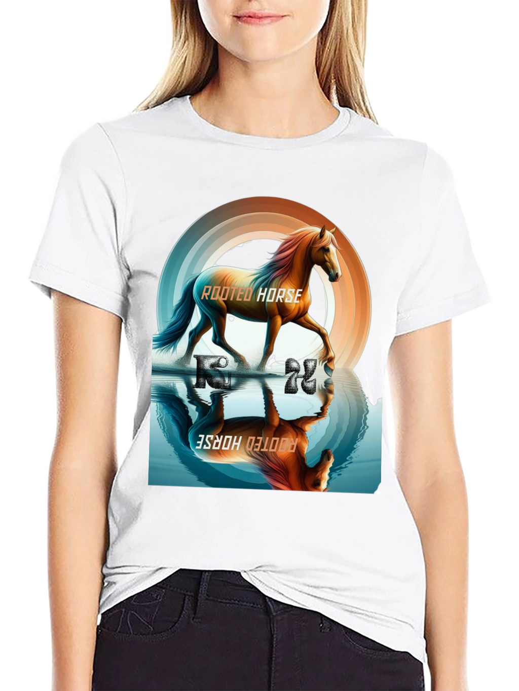 Rooted Horse Graphic Tee - Black Cotton T-Shirt