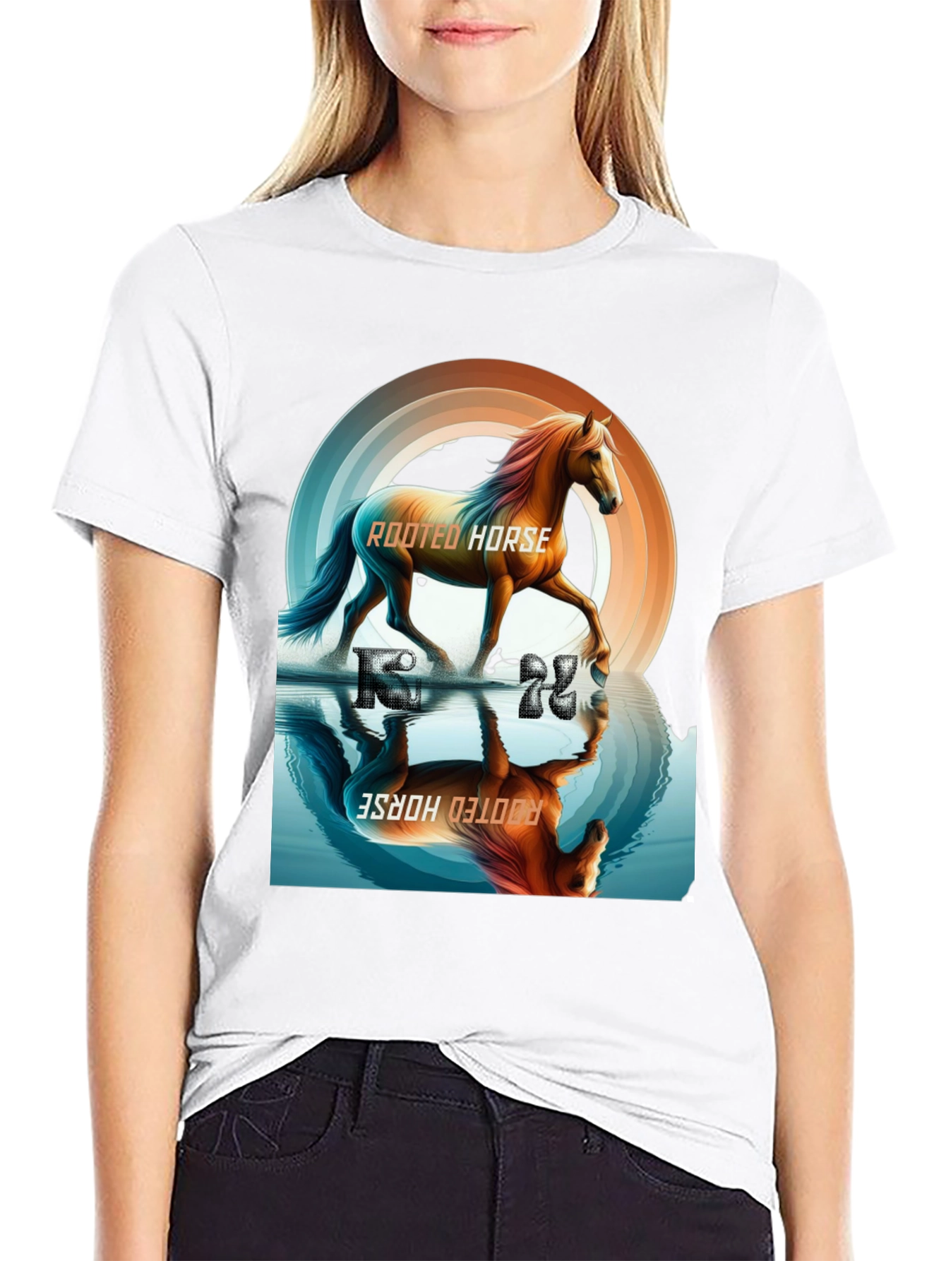 Rooted Horse Graphic Tee - Black Cotton T-Shirt