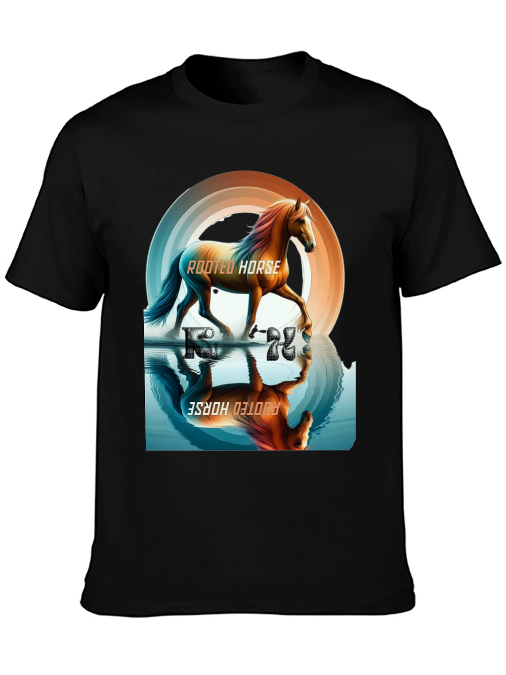 Rooted Horse Graphic Tee - Black Cotton T-Shirt