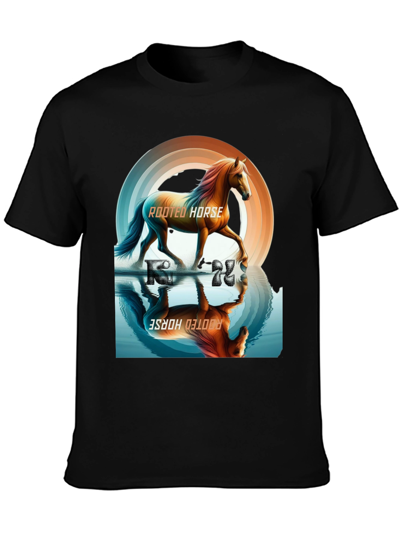 Rooted Horse Graphic Tee - Black Cotton T-Shirt