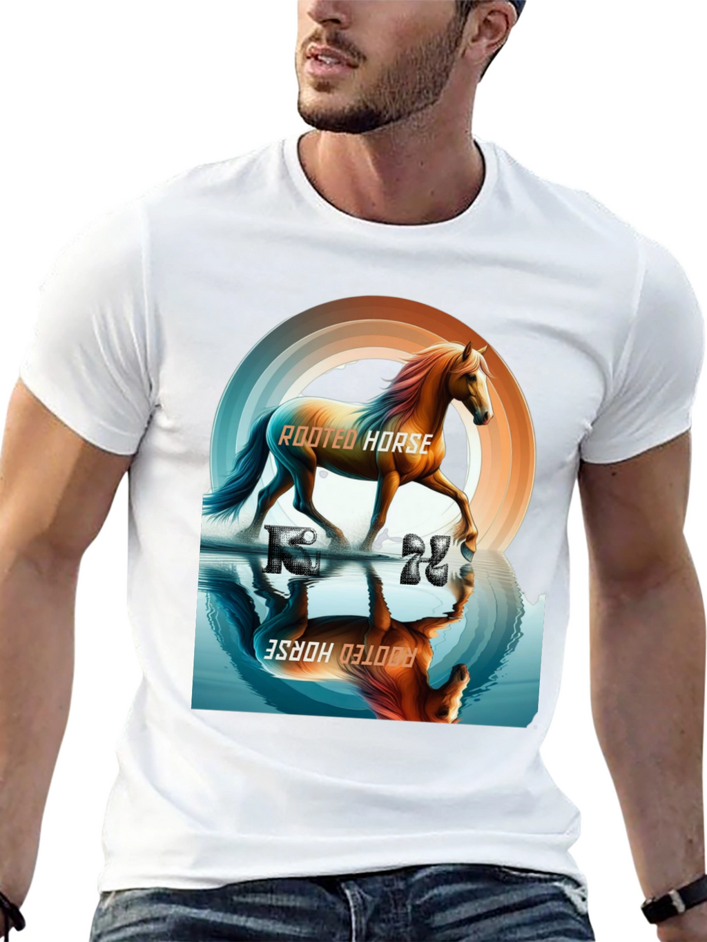 Rooted Horse Graphic Tee - Black Cotton T-Shirt