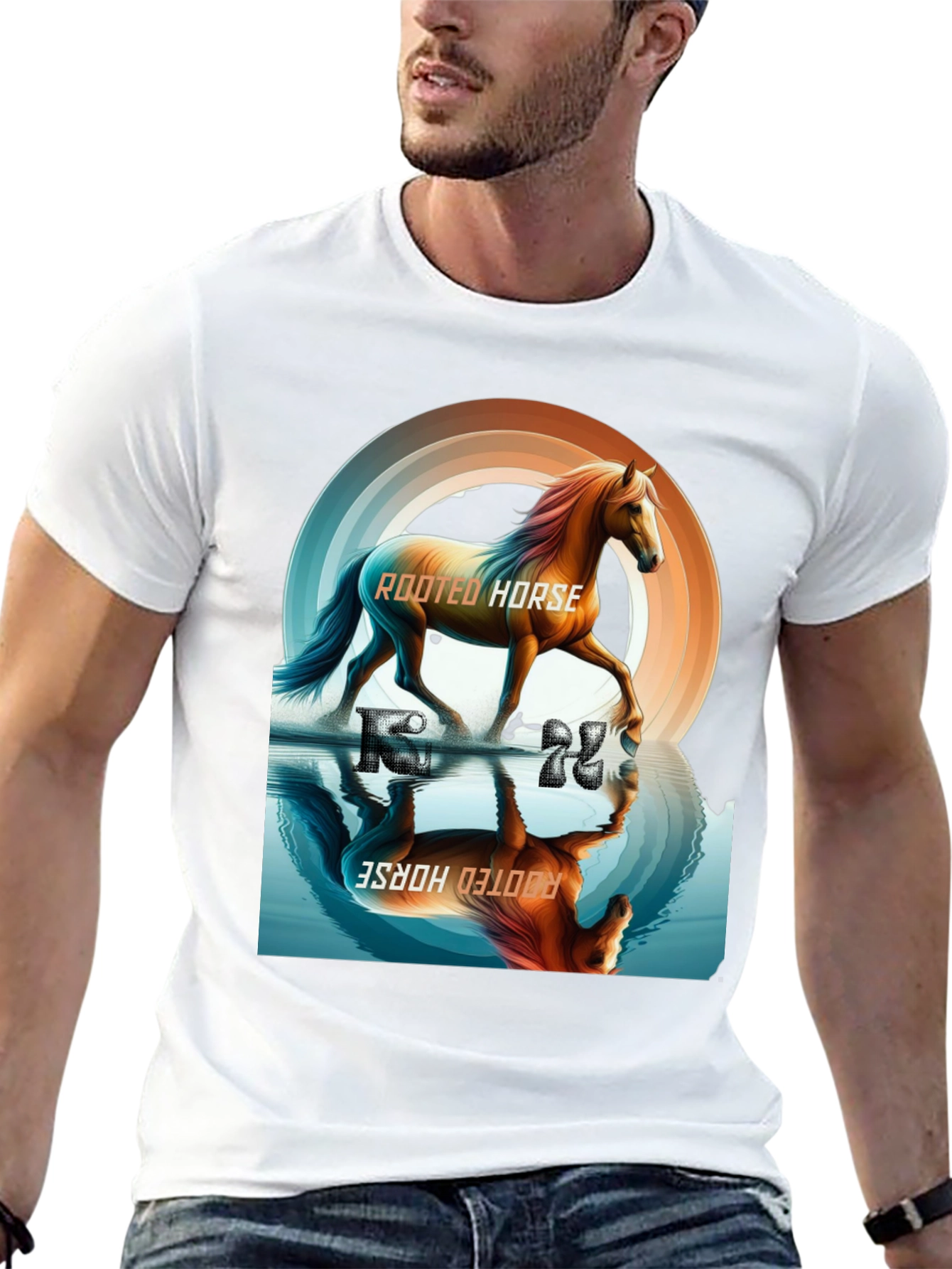Rooted Horse Graphic Tee - Black Cotton T-Shirt