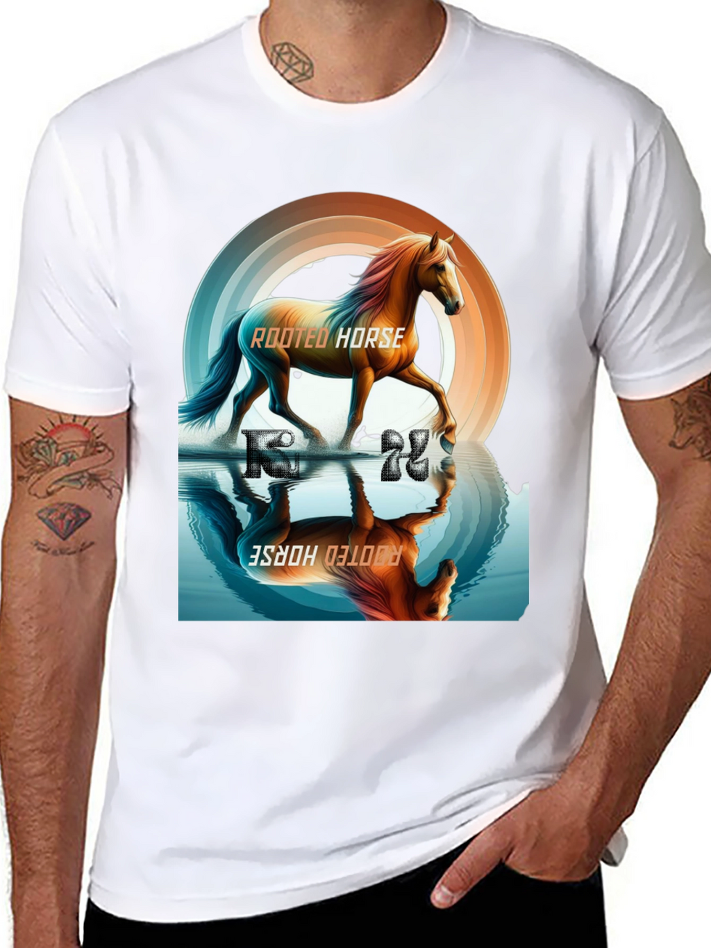 Rooted Horse Graphic Tee - Black Cotton T-Shirt