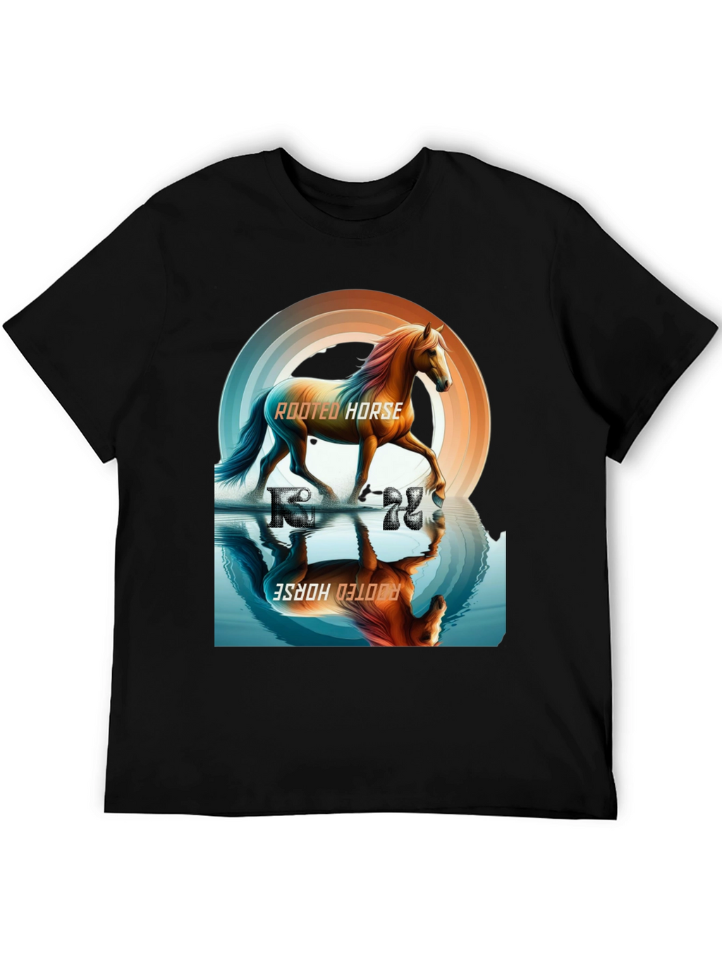 Rooted Horse Graphic Tee - Black Cotton T-Shirt