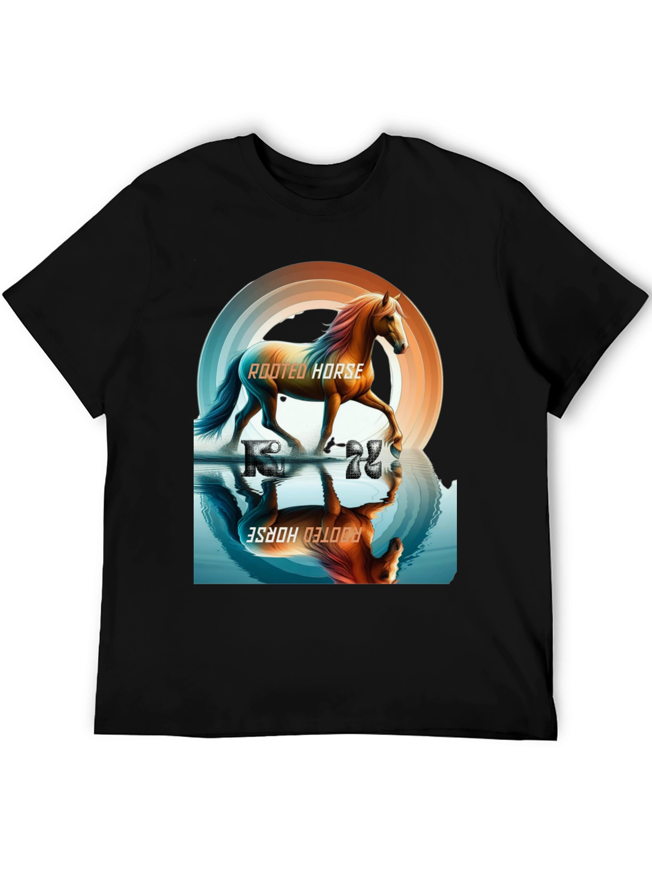 Rooted Horse Graphic Tee - Black Cotton T-Shirt