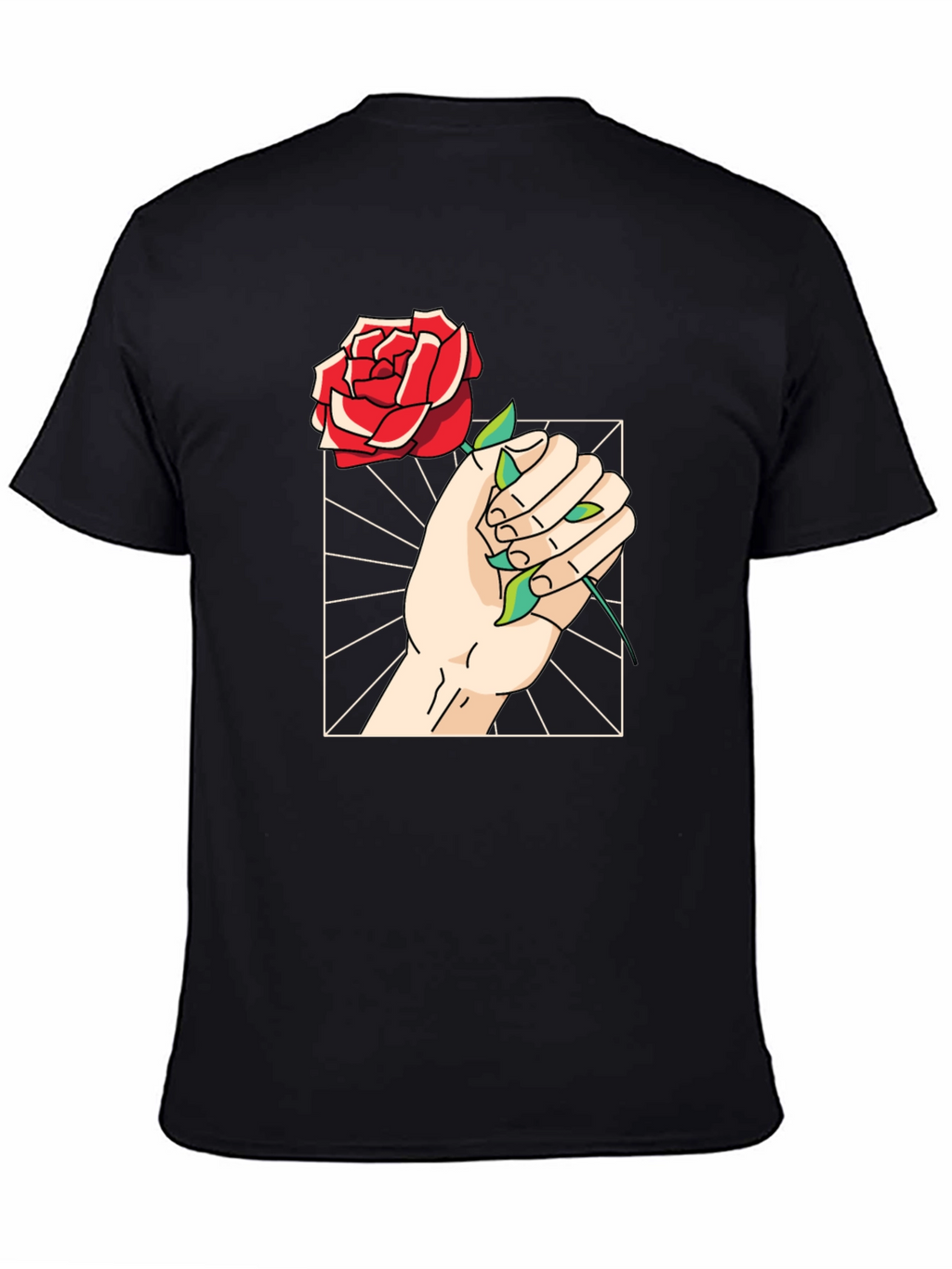 Rose Hand Graphic Tee - Trendy Black T-Shirt