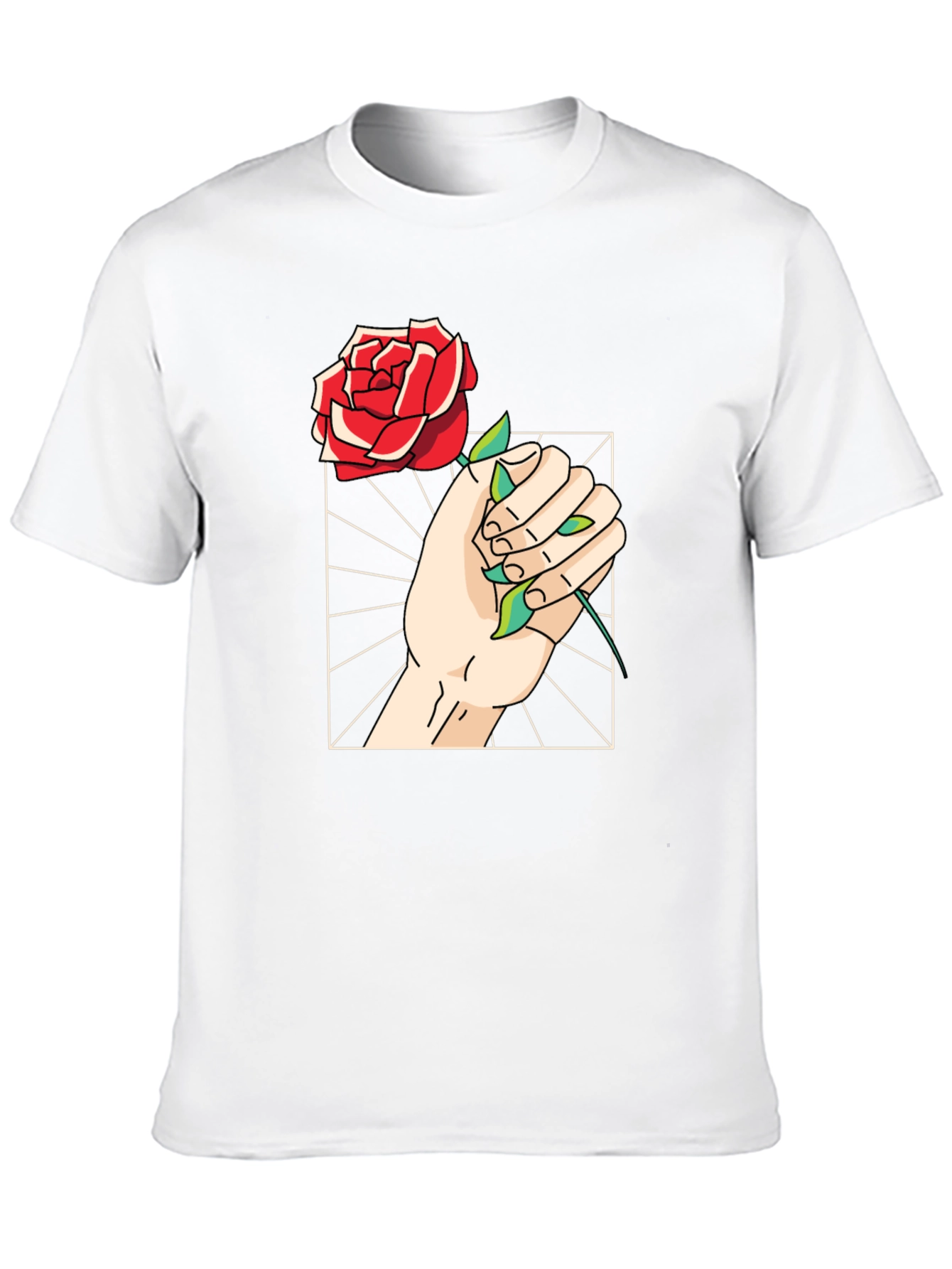 Rose Hand Graphic Tee - Trendy Black T-Shirt