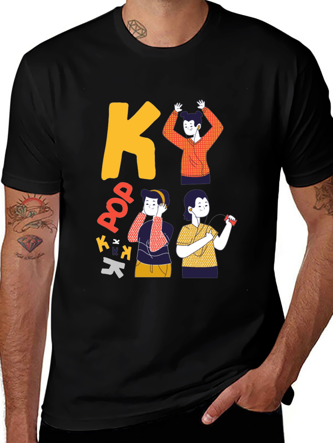 K-Pop Inspired Black Graphic Tee