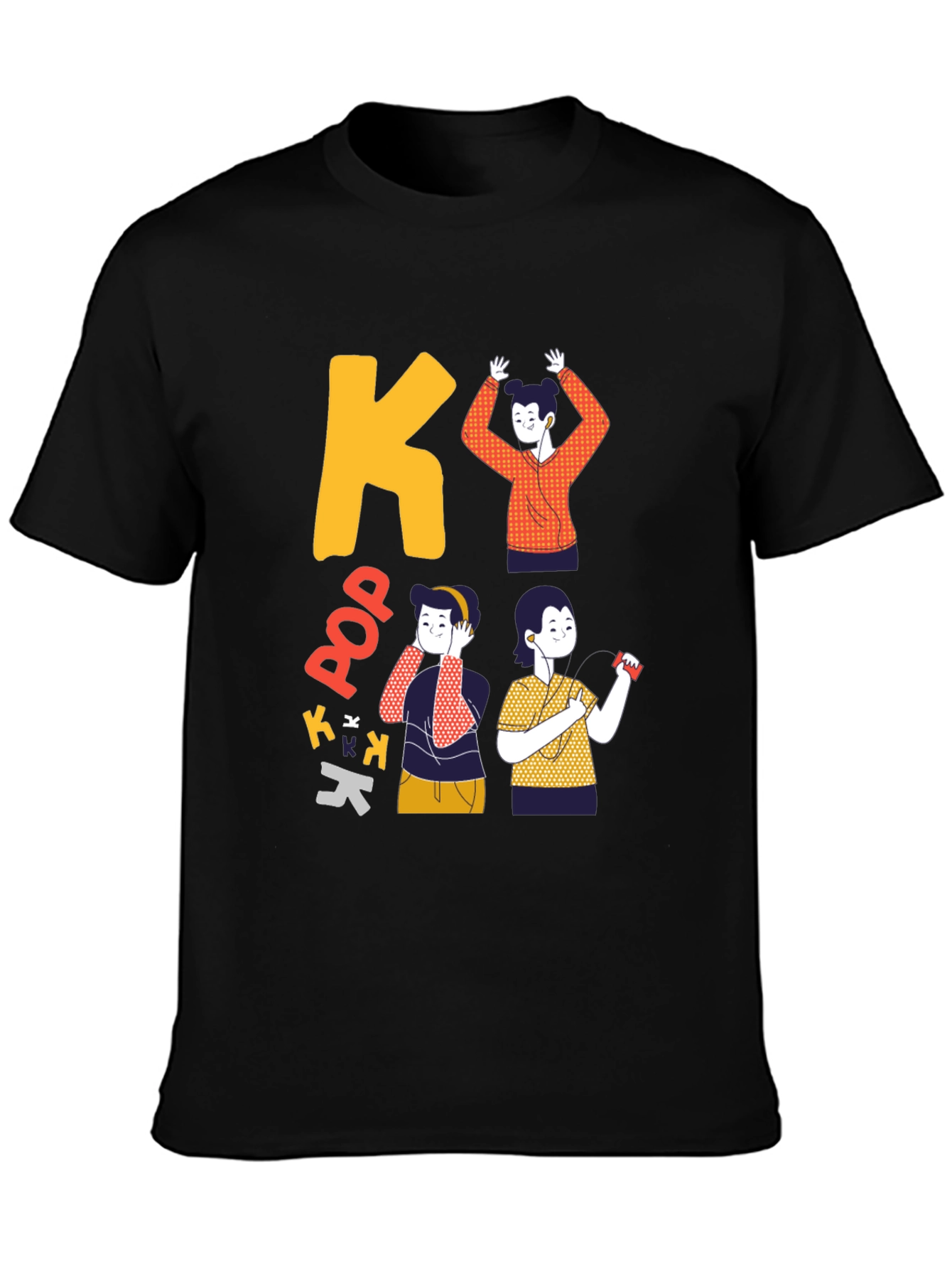 K-Pop Inspired Black Graphic Tee