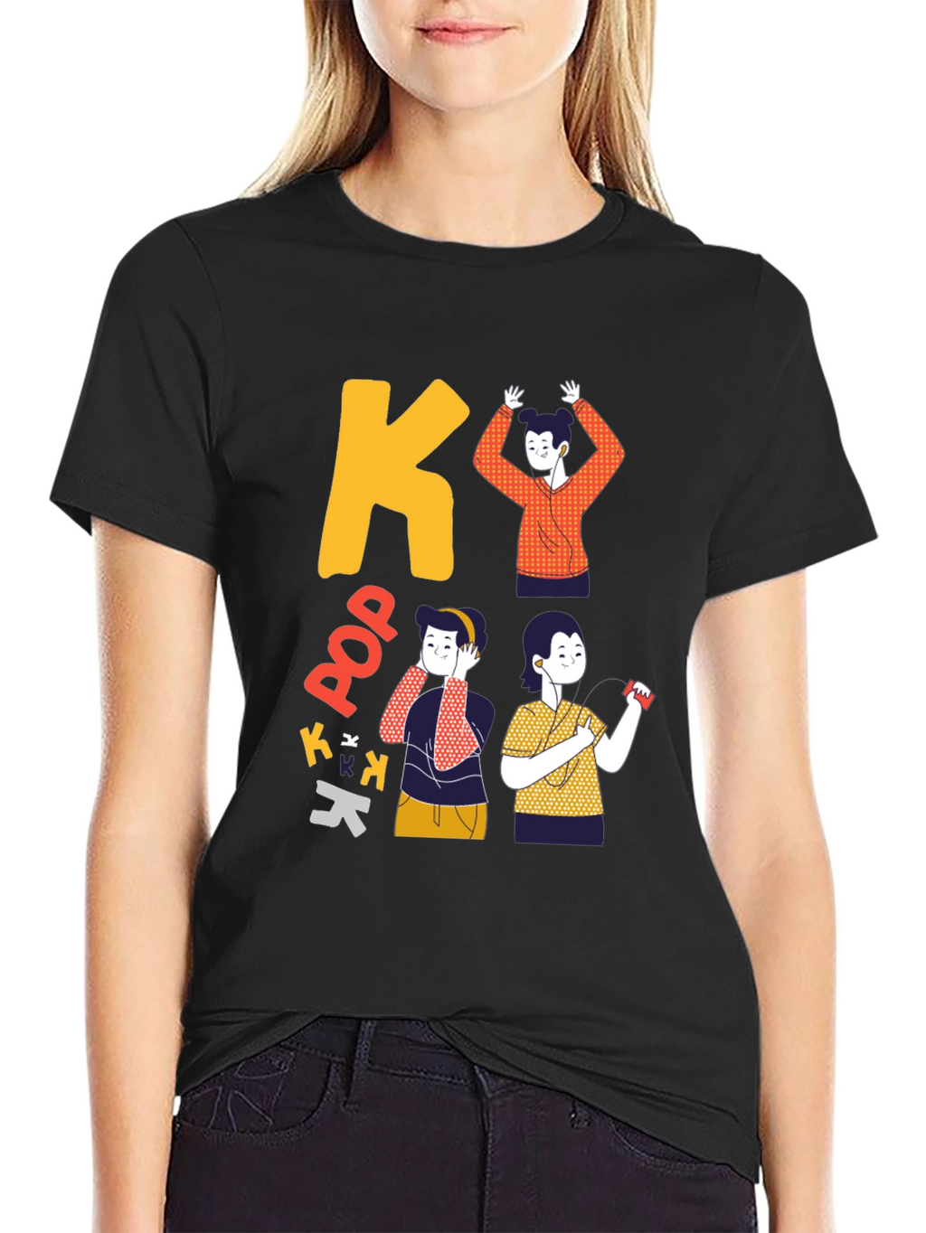 K-Pop Inspired Black Graphic Tee