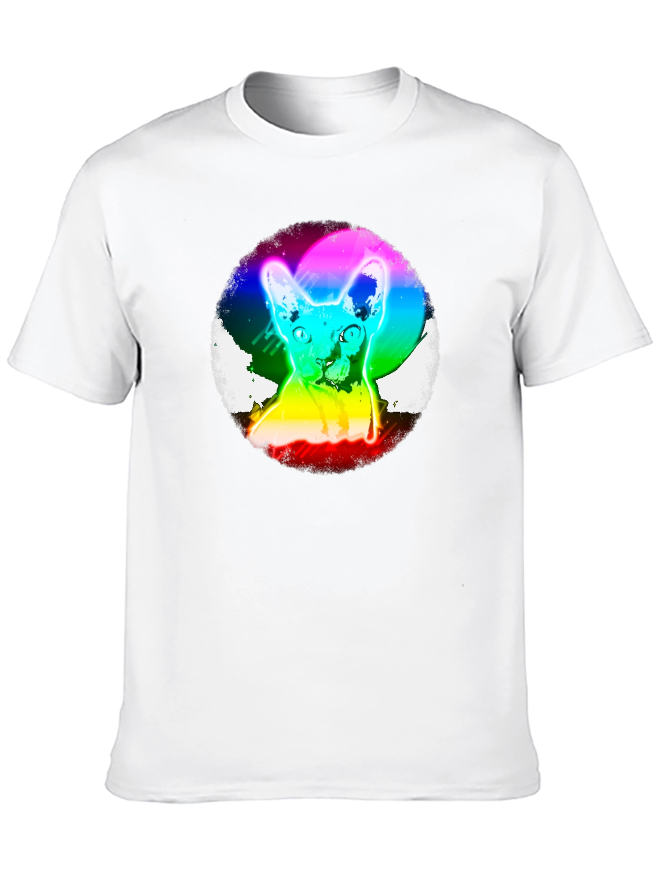 Rainbow Cat Graphic Tee - Mens Black T-Shirt