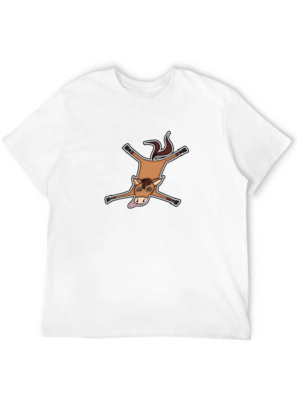 Funny Horse Rug Design Black Cotton T-Shirt