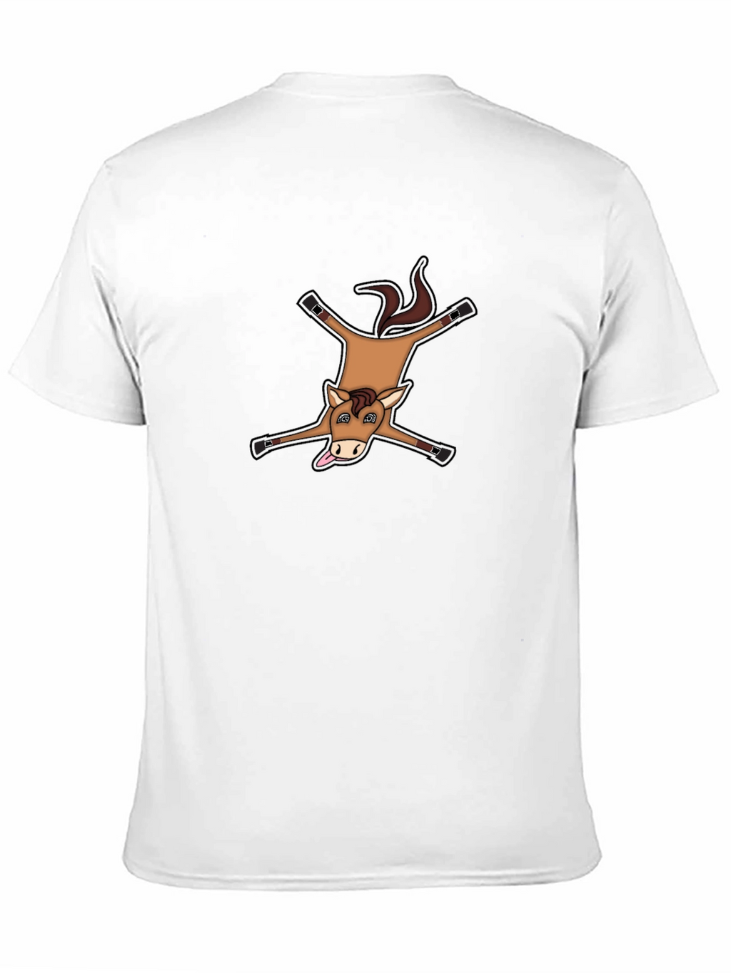 Funny Horse Rug Design Black Cotton T-Shirt