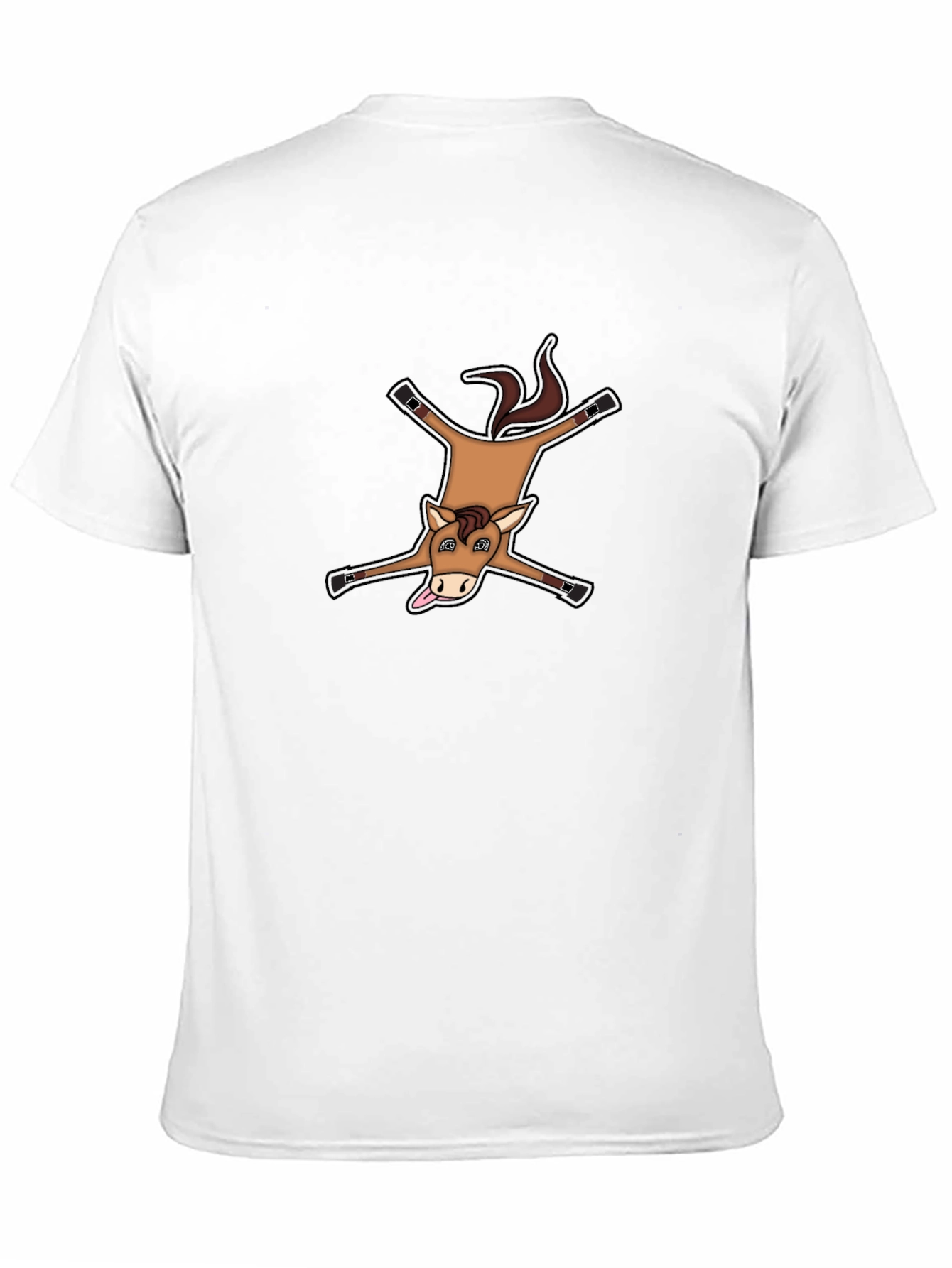 Funny Horse Rug Design Black Cotton T-Shirt