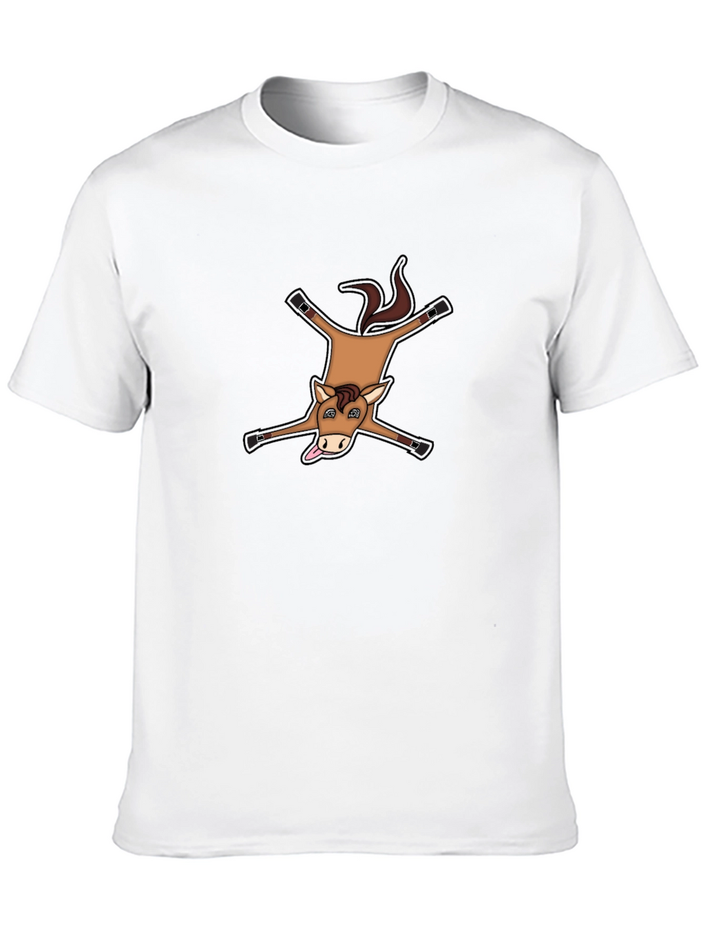 Funny Horse Rug Design Black Cotton T-Shirt