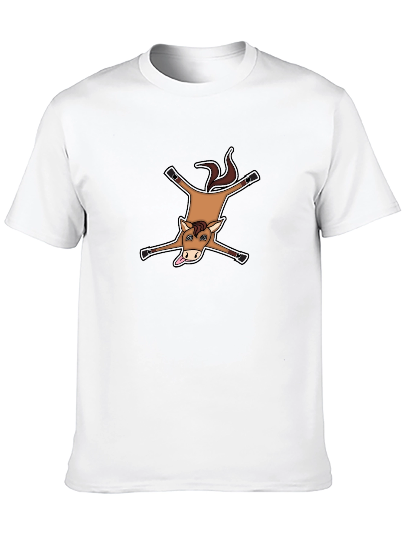 Funny Horse Rug Design Black Cotton T-Shirt