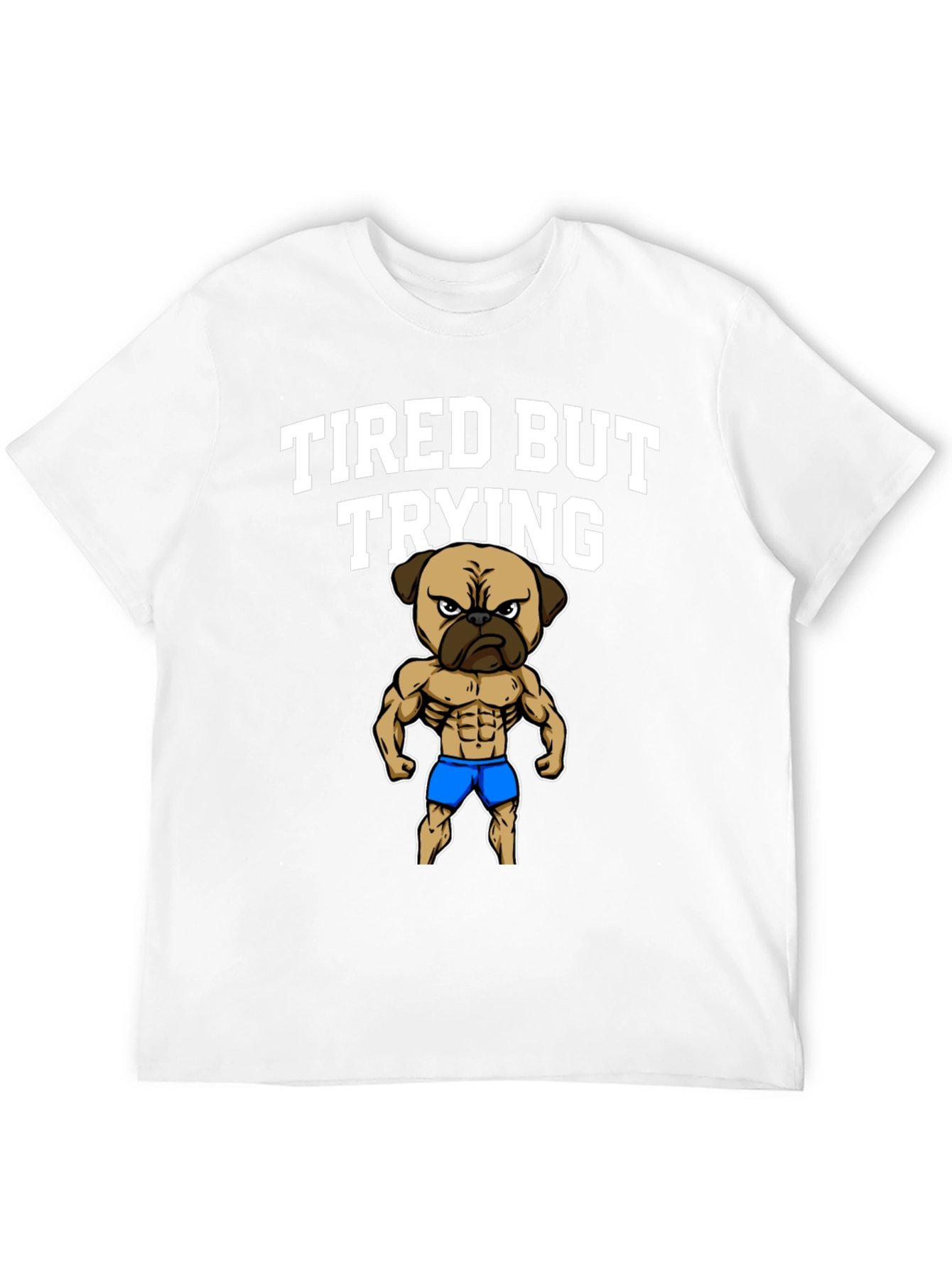 Tired But Trying Gym Pug Mens Black T-Shirt