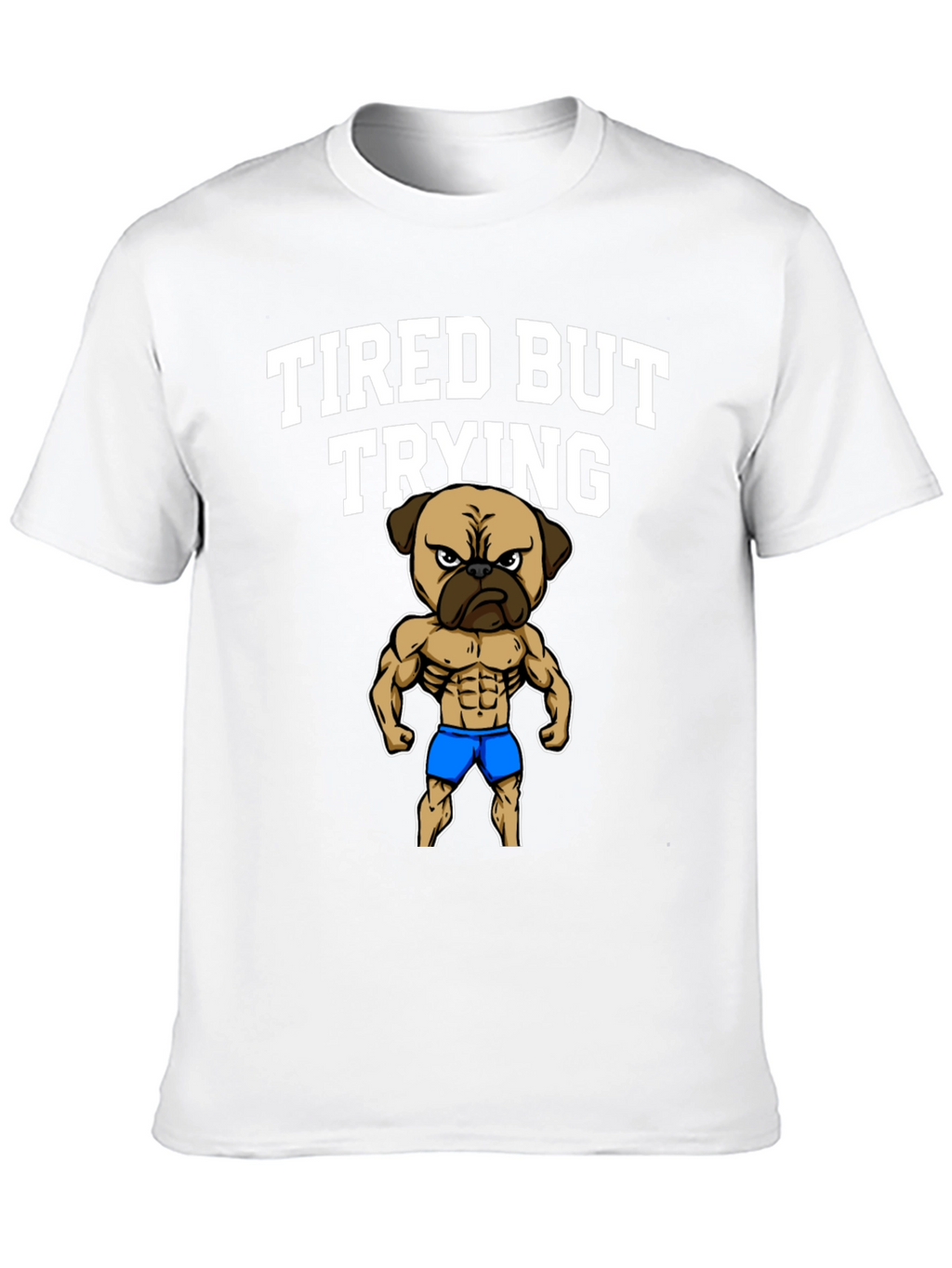 Tired But Trying Gym Pug Mens Black T-Shirt