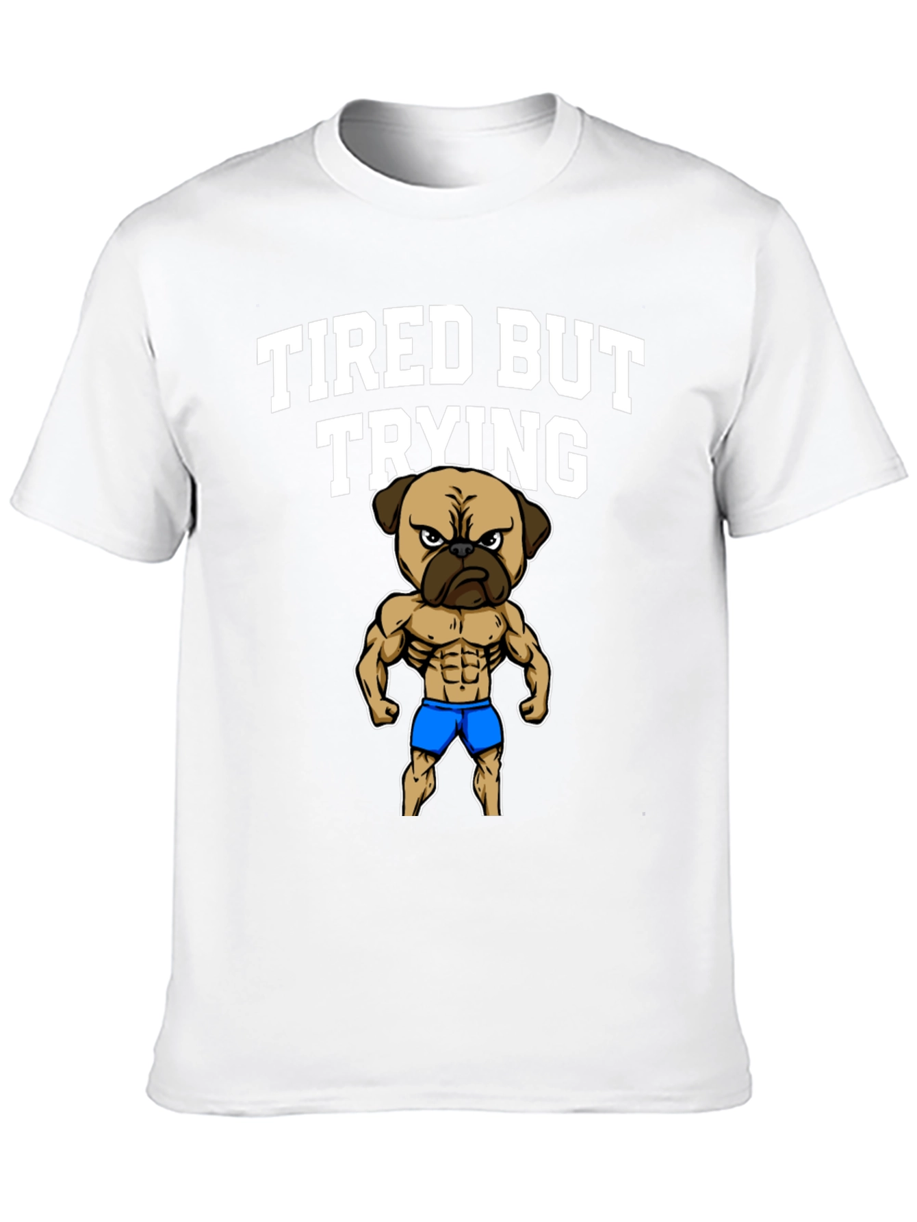 Tired But Trying Gym Pug Mens Black T-Shirt