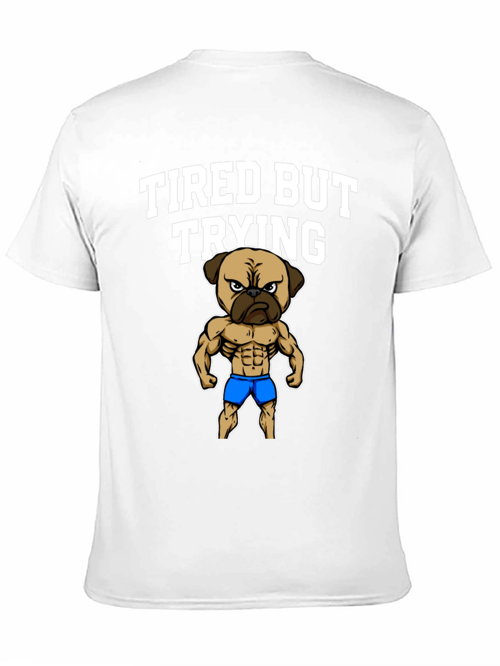 Tired But Trying Gym Pug Mens Black T-Shirt