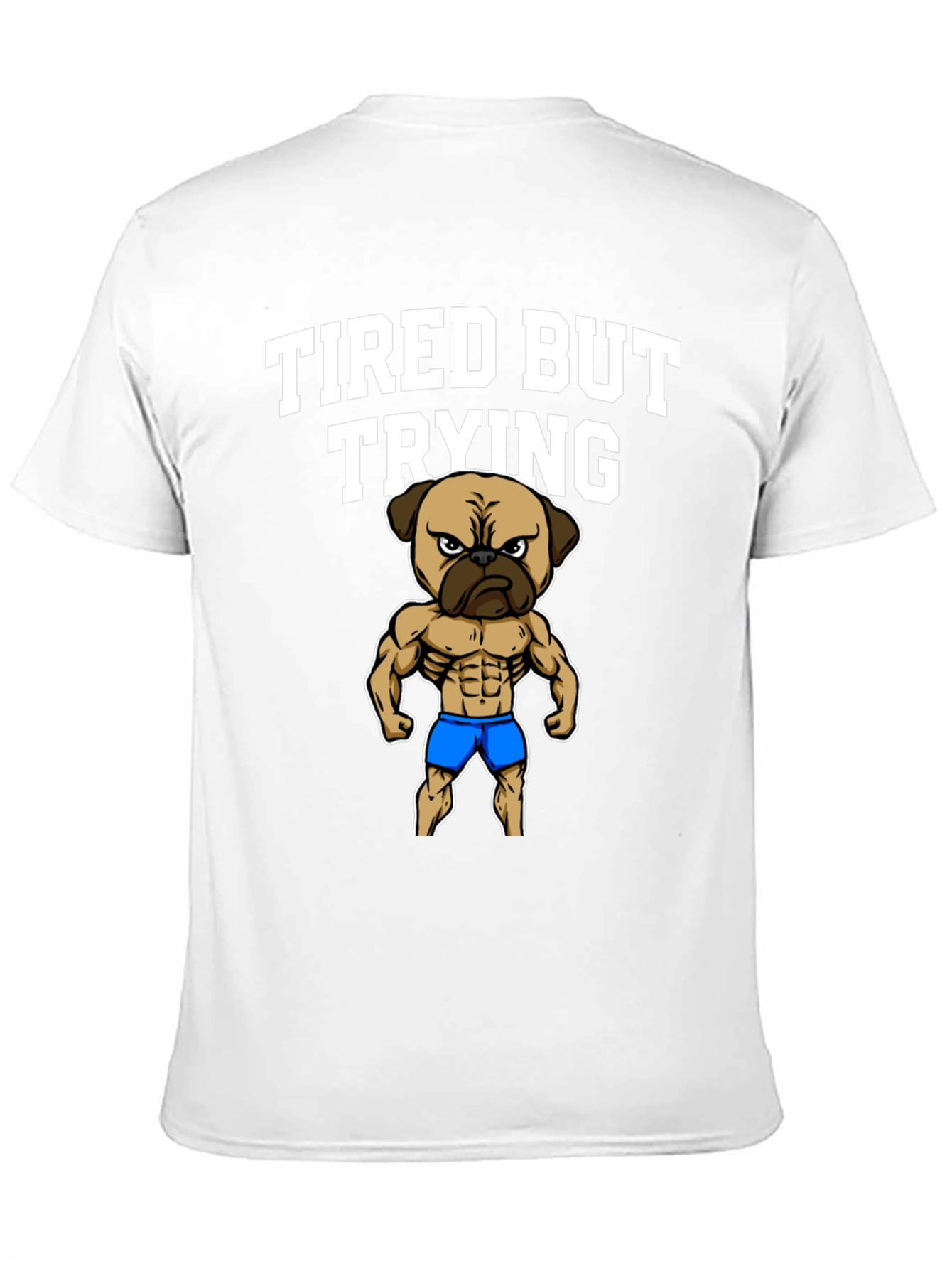 Tired But Trying Gym Pug Mens Black T-Shirt