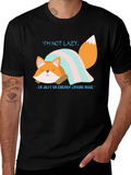 Lazy Fox Energy Saving Mode Graphic T-Shirt