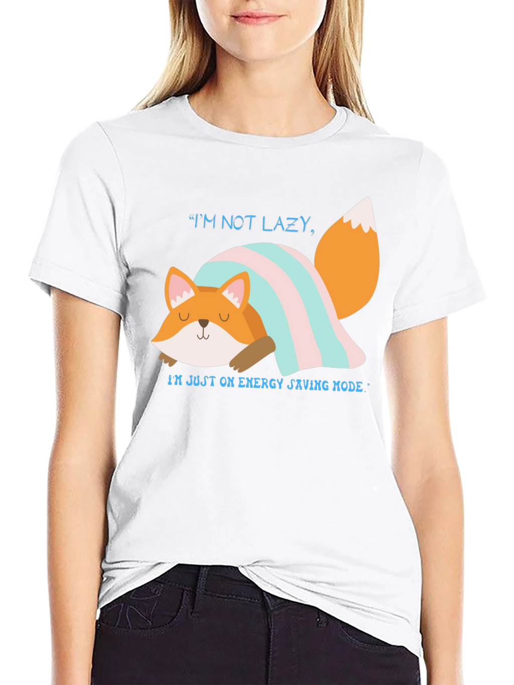 Lazy Fox Energy Saving Mode Graphic T-Shirt