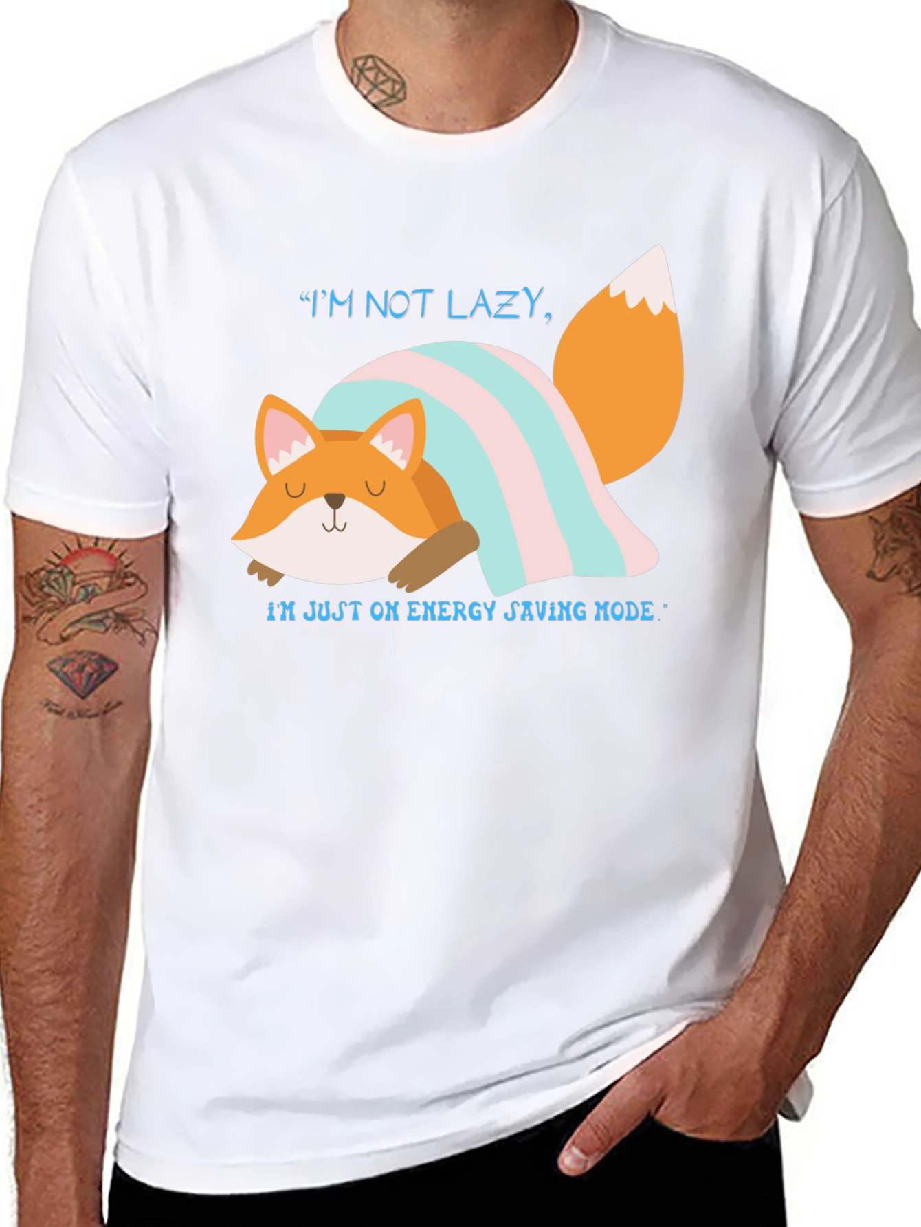 Lazy Fox Energy Saving Mode Graphic T-Shirt