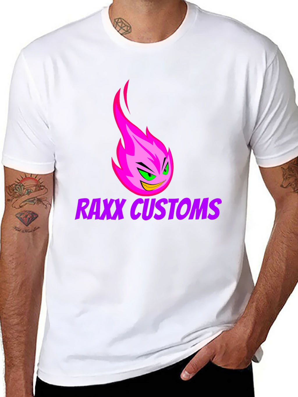 Raxx Customs Graphic T-Shirt - Pink Fireball Design
