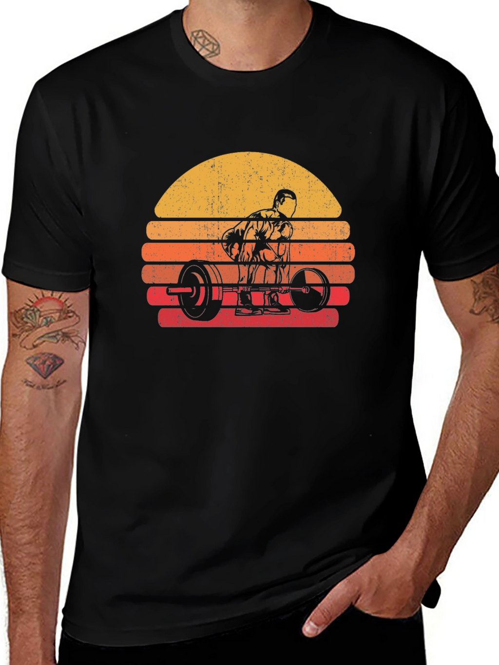 Retro Sunset Deadlift T-Shirt