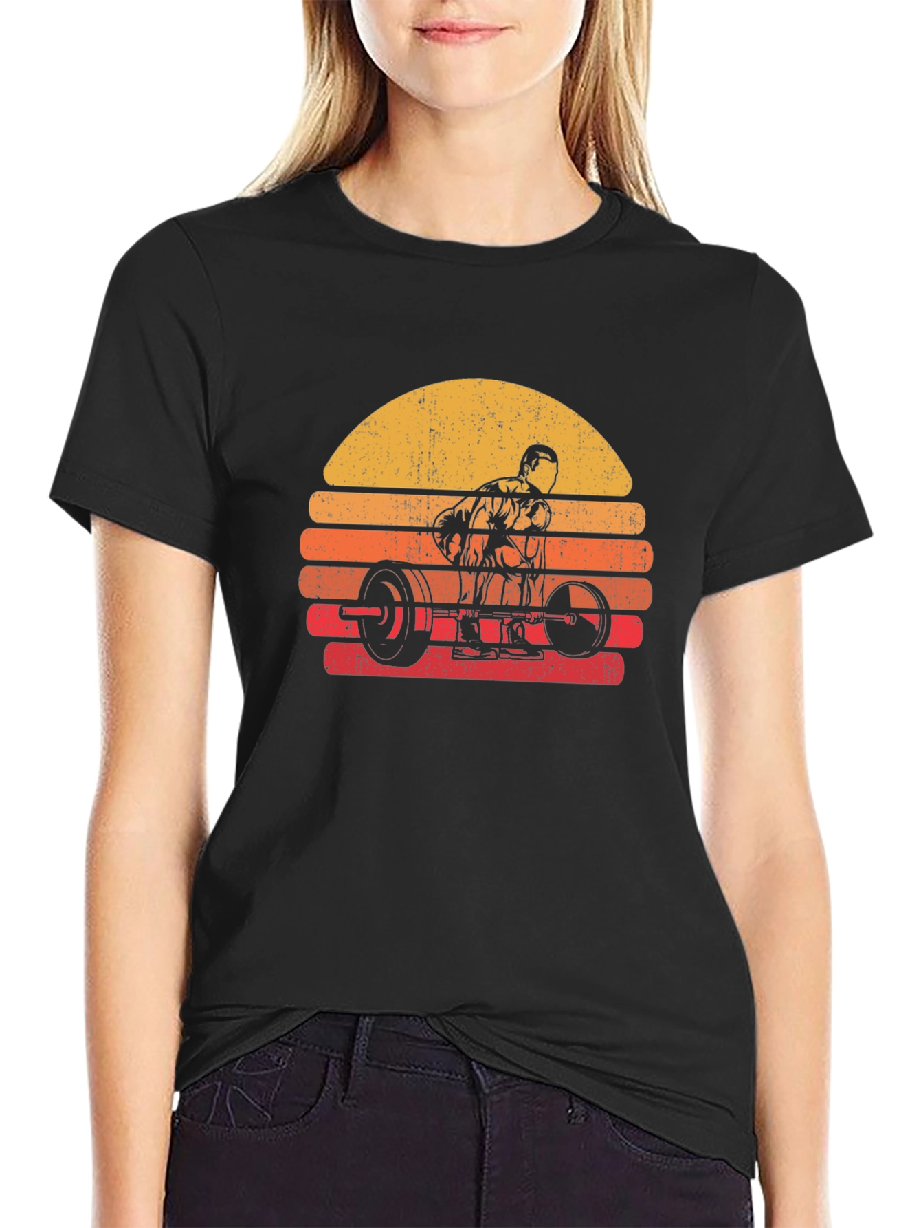 Retro Sunset Deadlift T-Shirt