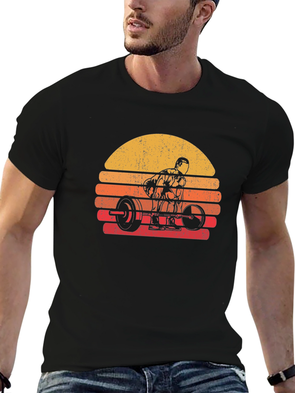 Retro Sunset Deadlift T-Shirt