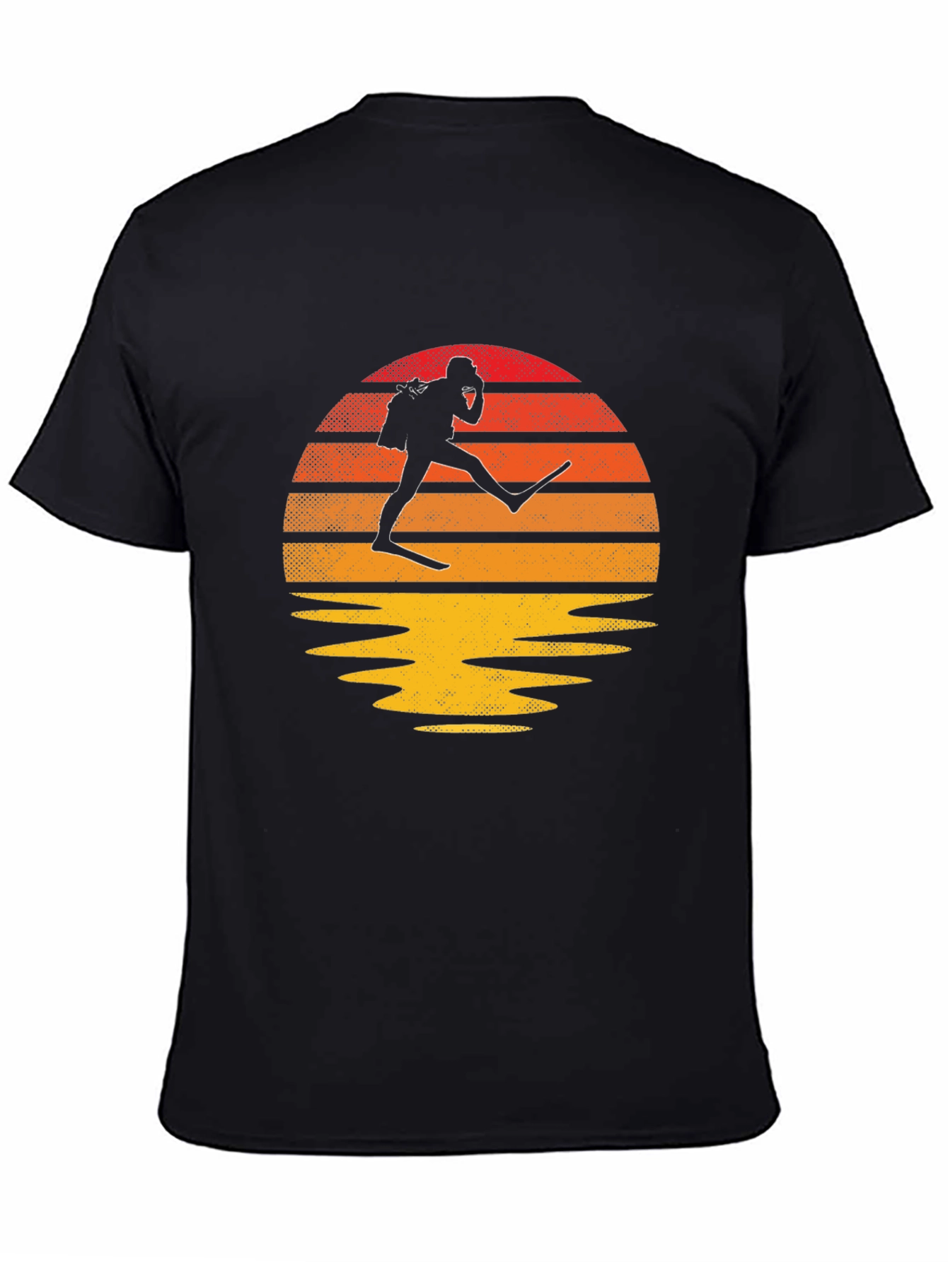 Diver Silhouette T-Shirt: Ocean Sunset Design