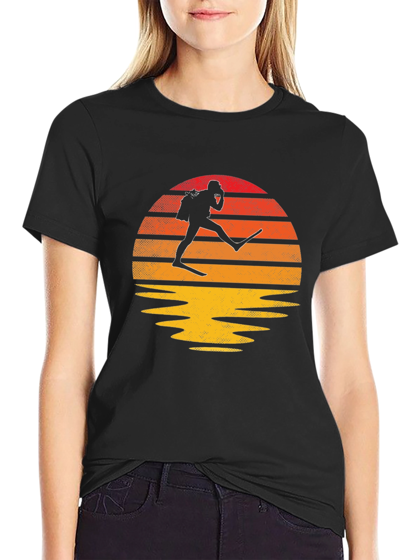 Diver Silhouette T-Shirt: Ocean Sunset Design