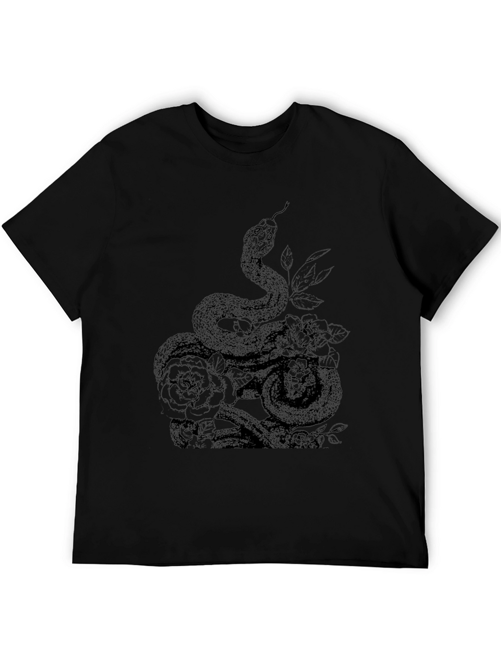 Snake and Roses Graphic Tee - Mens Black T-Shirt