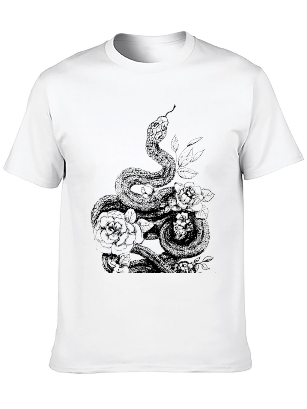 Snake and Roses Graphic Tee - Mens Black T-Shirt