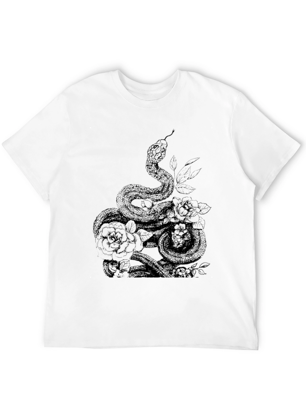 Snake and Roses Graphic Tee - Mens Black T-Shirt