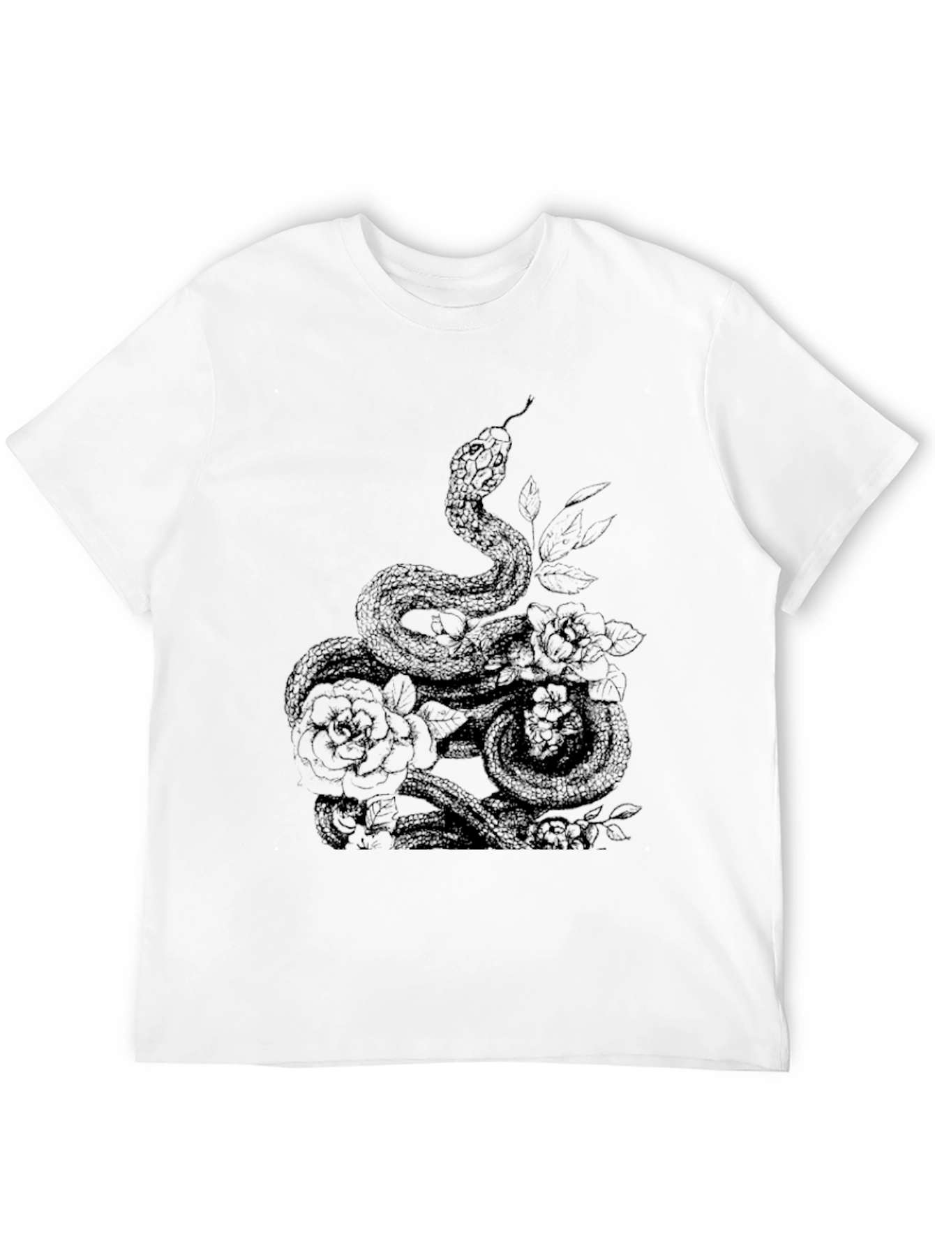 Snake and Roses Graphic Tee - Mens Black T-Shirt