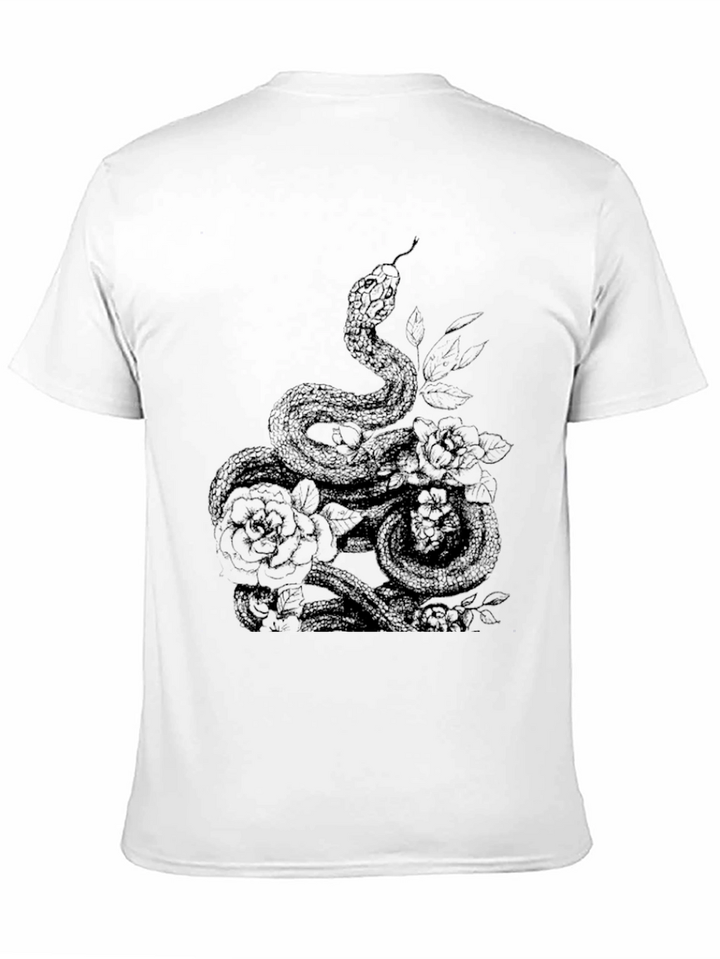 Snake and Roses Graphic Tee - Mens Black T-Shirt