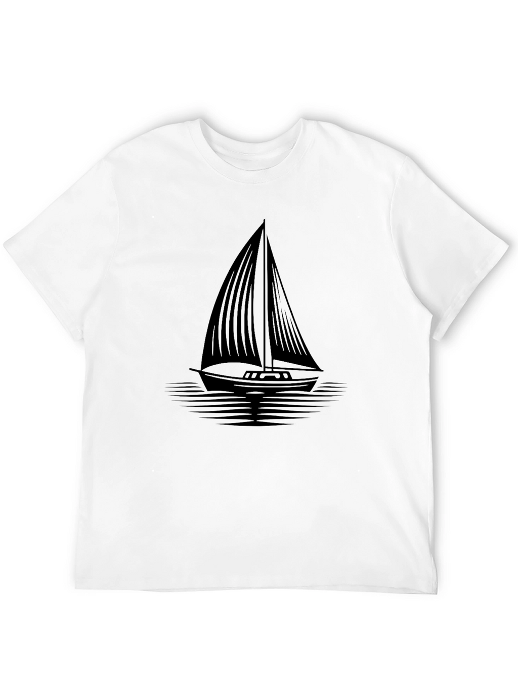 Sailboat Graphic Tee - Classic Black Cotton T-Shirt