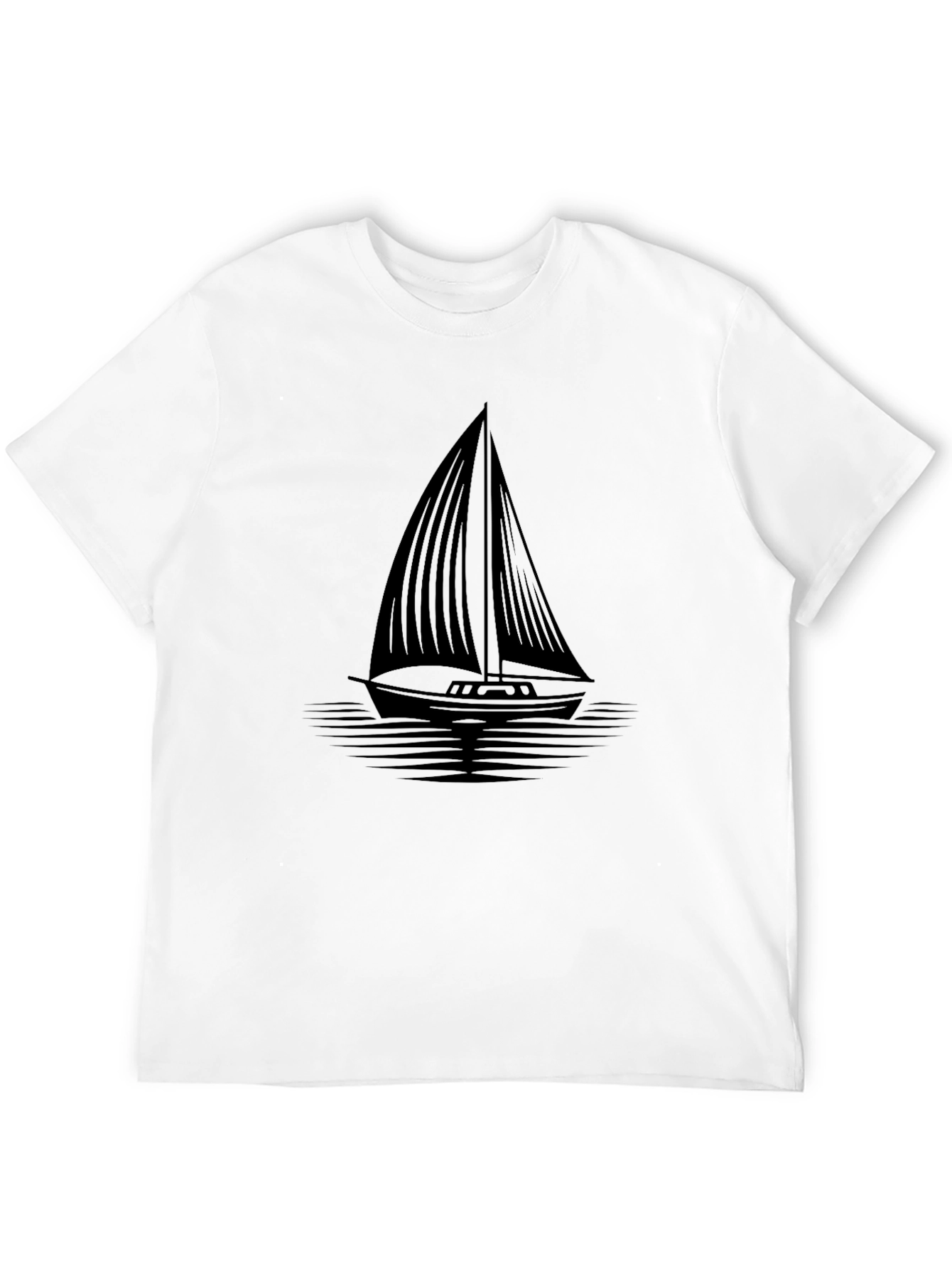 Sailboat Graphic Tee - Classic Black Cotton T-Shirt