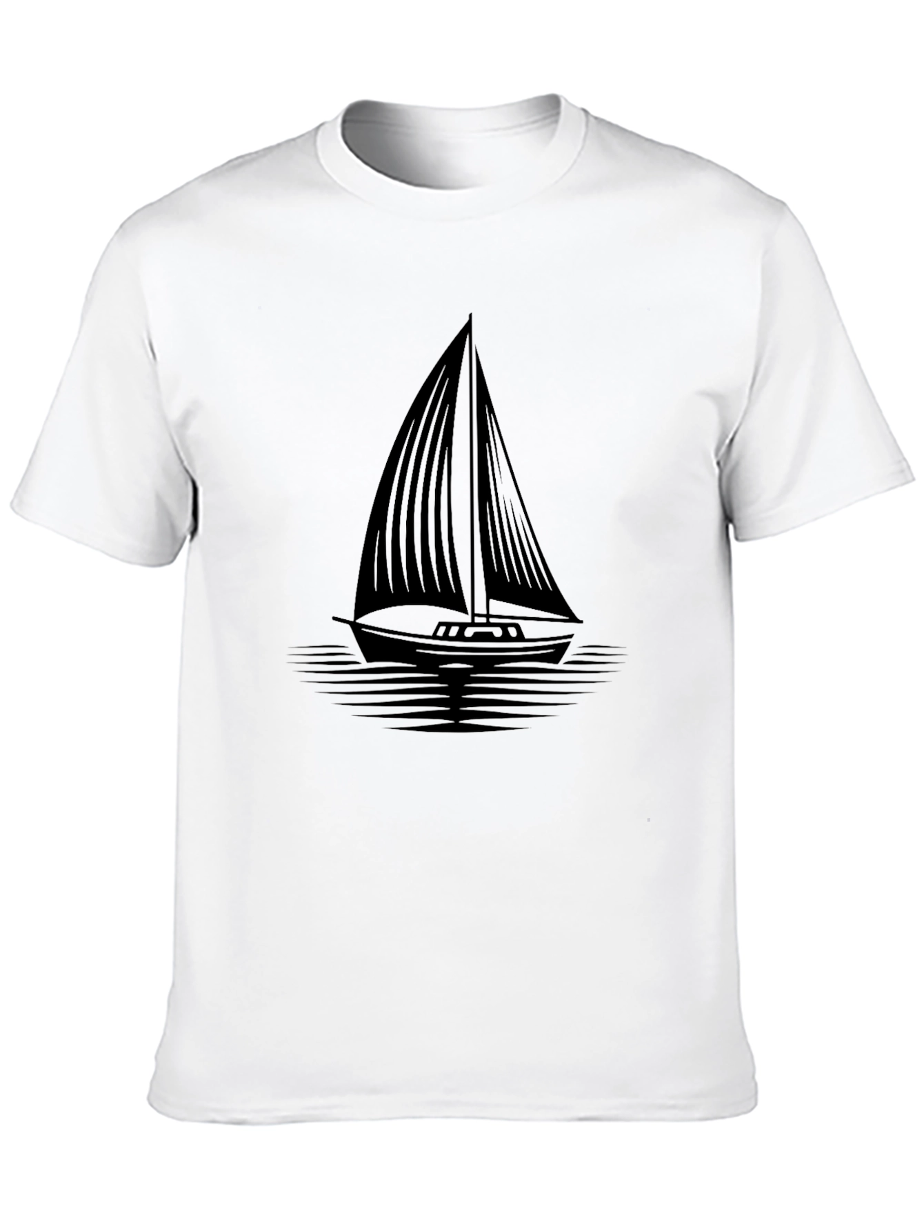 Sailboat Graphic Tee - Classic Black Cotton T-Shirt