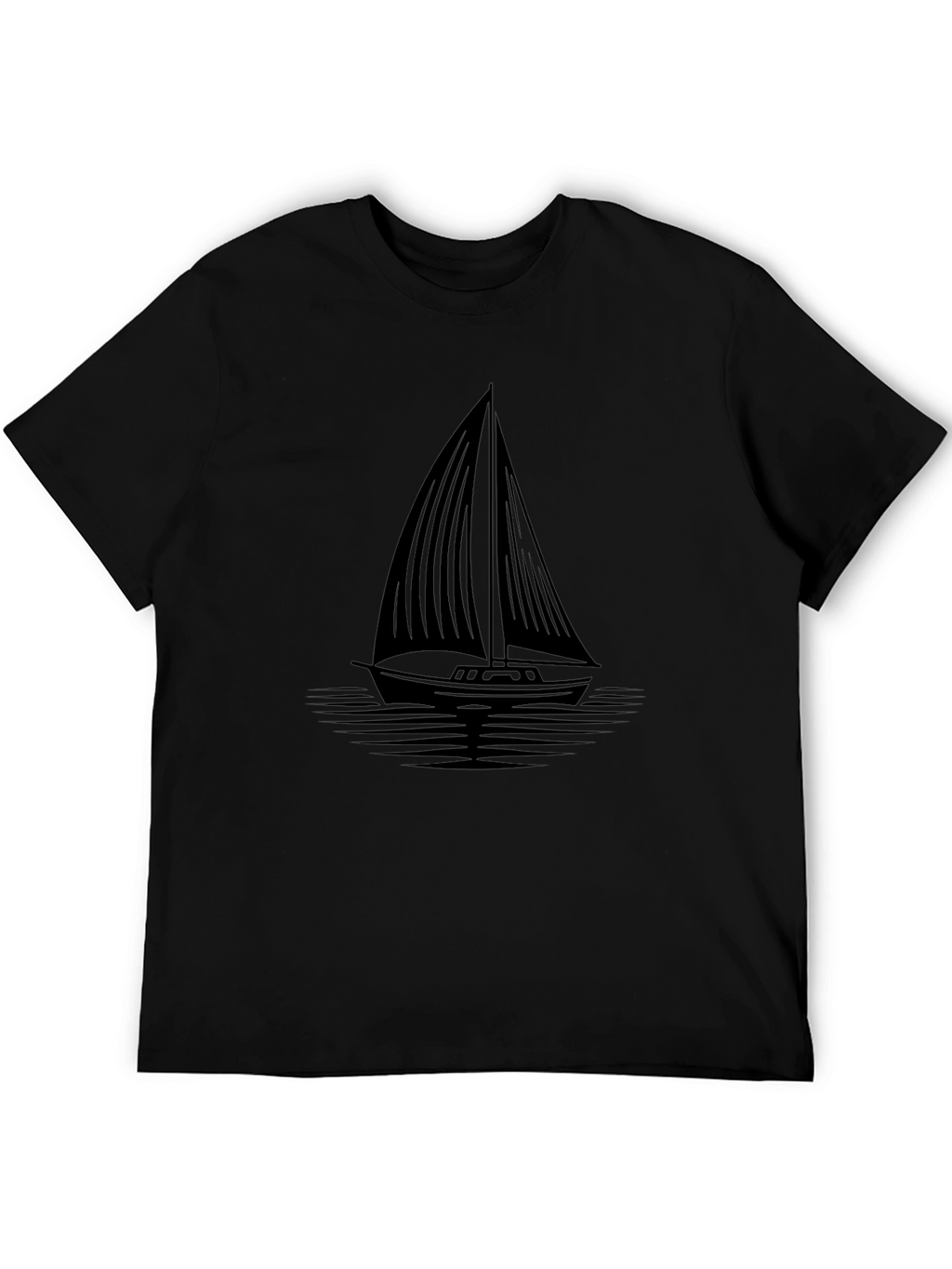 Sailboat Graphic Tee - Classic Black Cotton T-Shirt