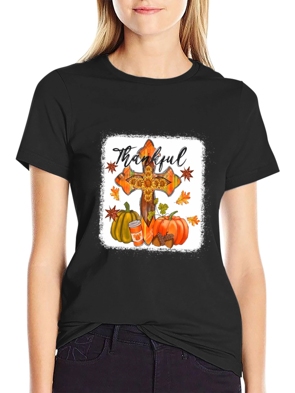 Thankful Cross Fall Graphic T-Shirt