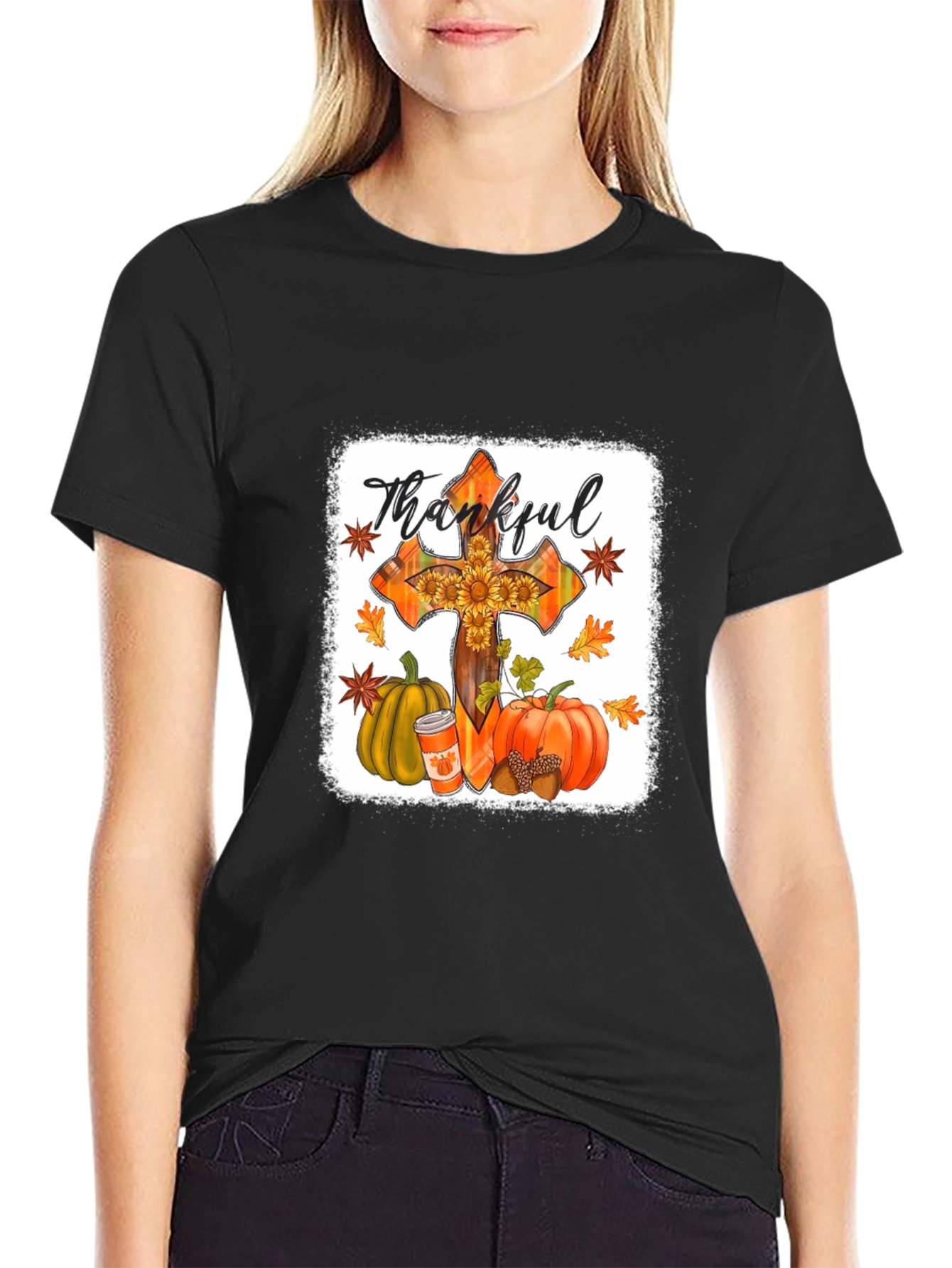 Thankful Cross Fall Graphic T-Shirt