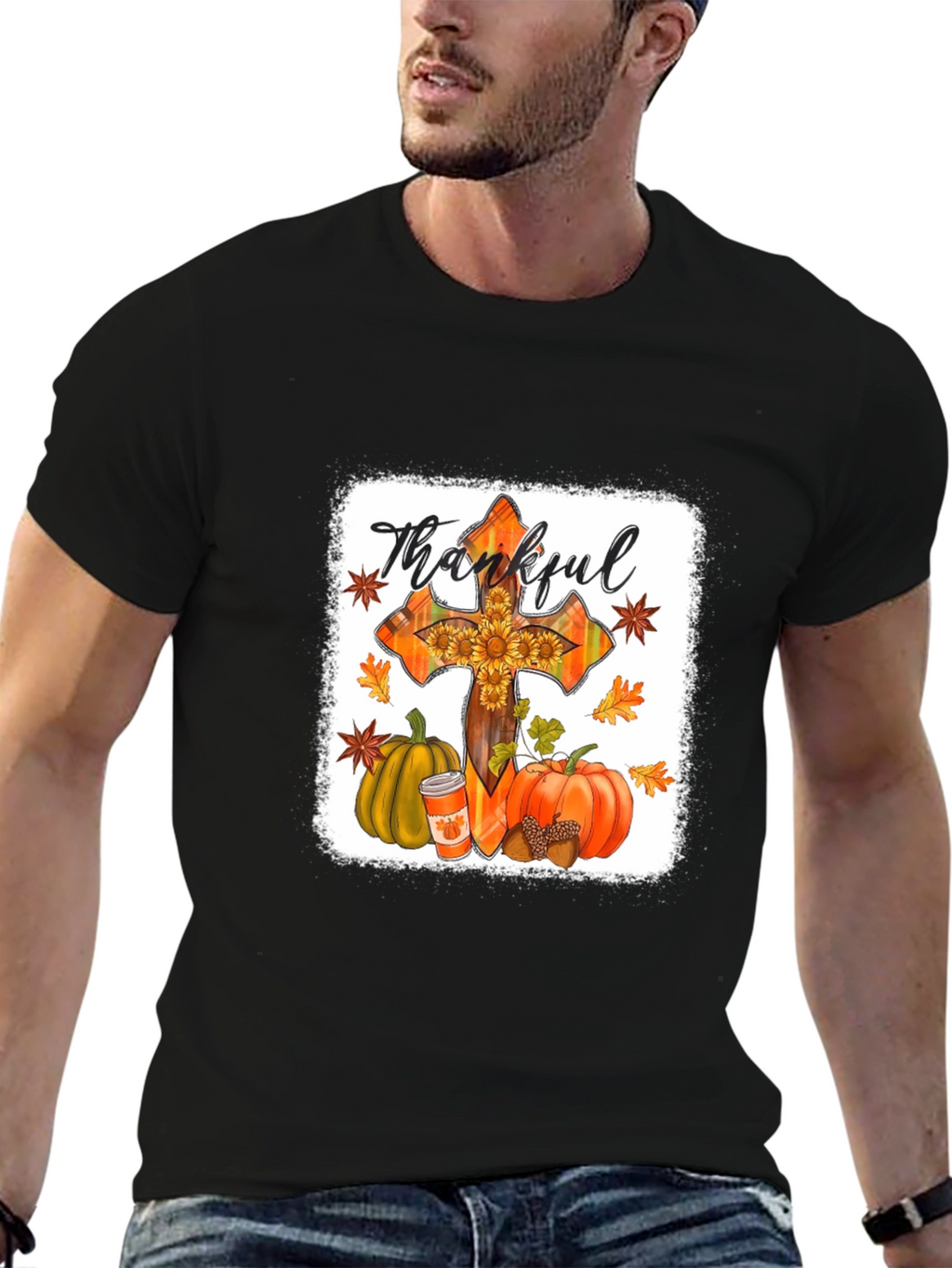 Thankful Cross Fall Graphic T-Shirt