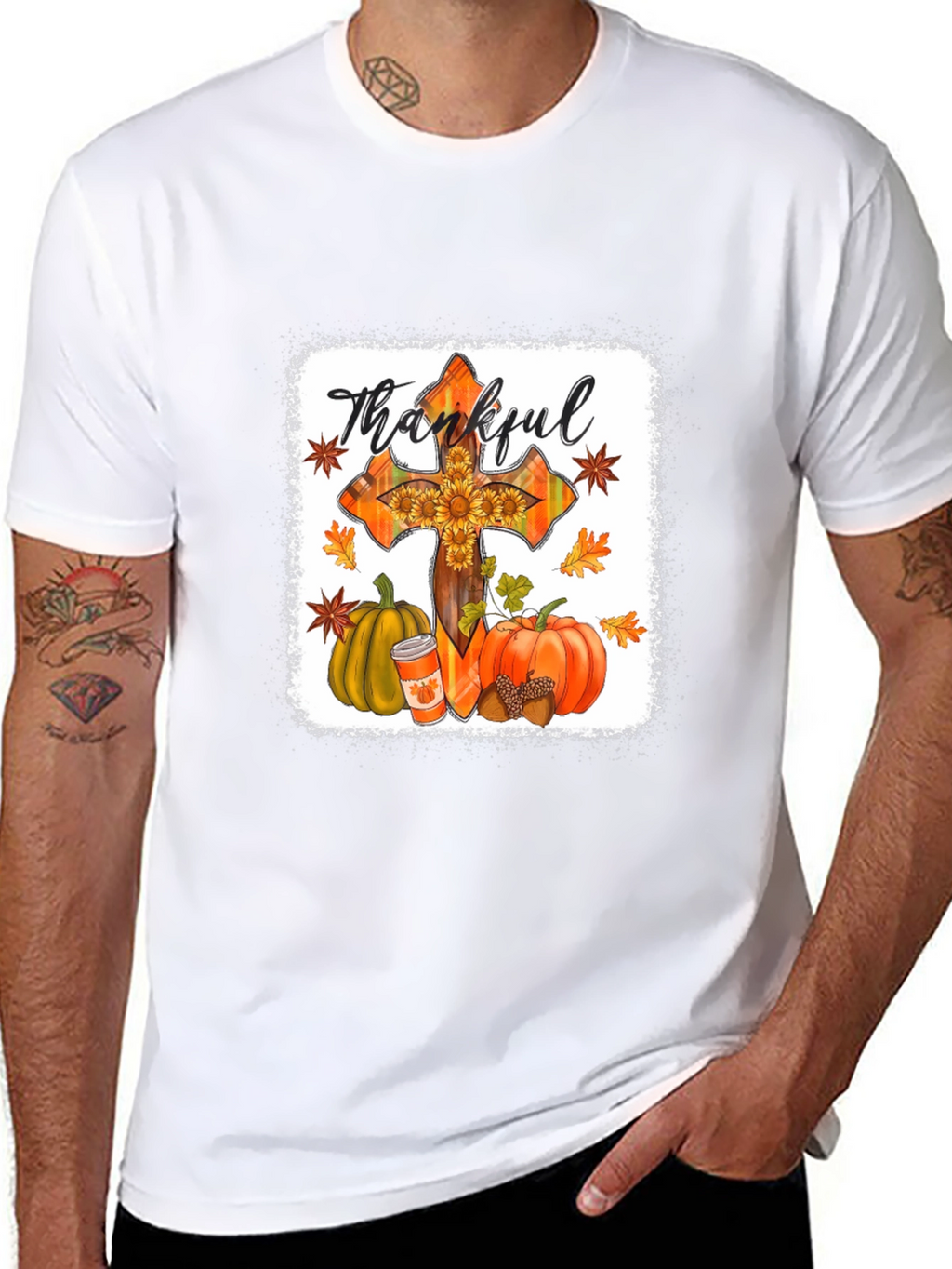 Thankful Cross Fall Graphic T-Shirt