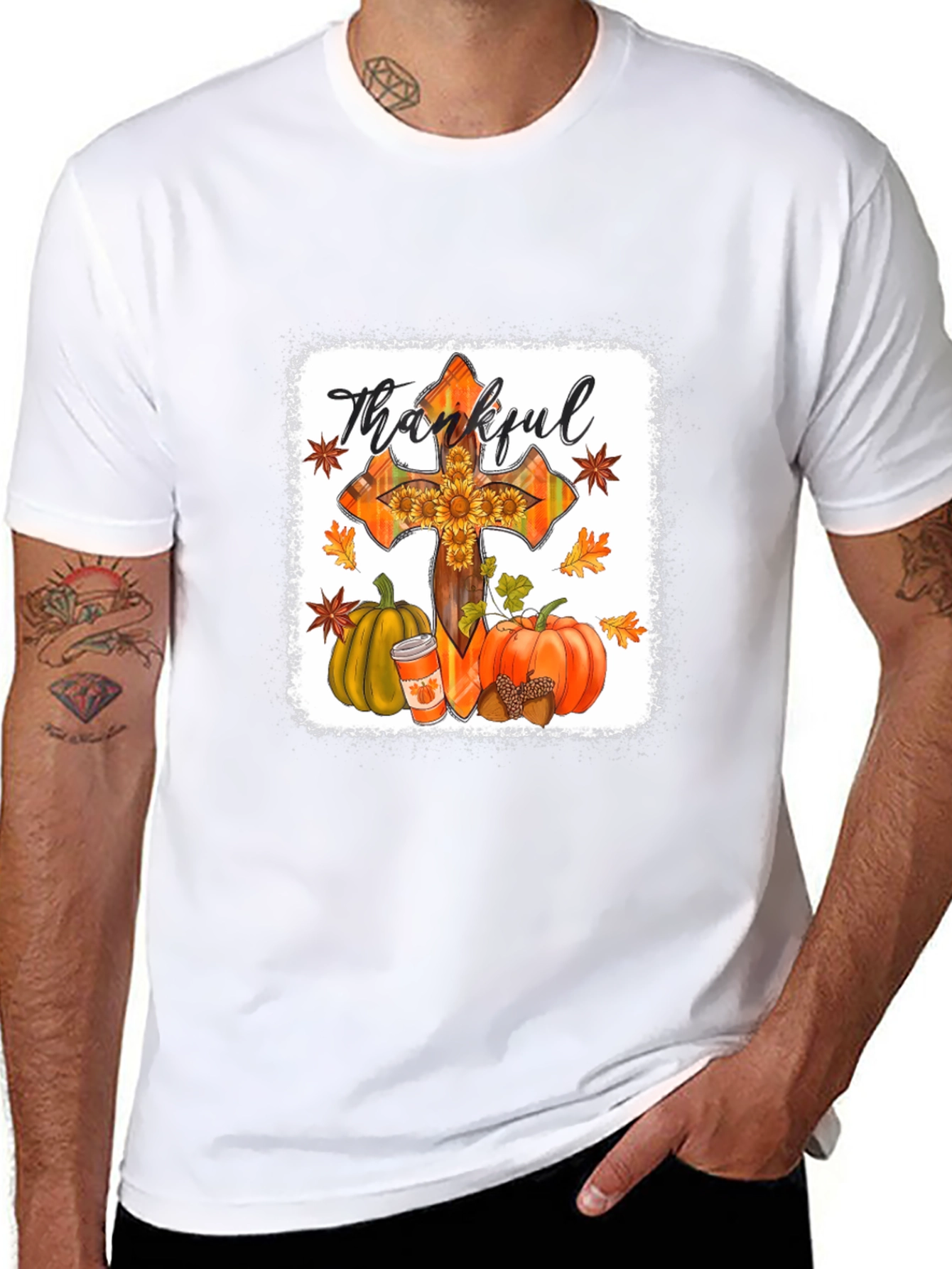Thankful Cross Fall Graphic T-Shirt