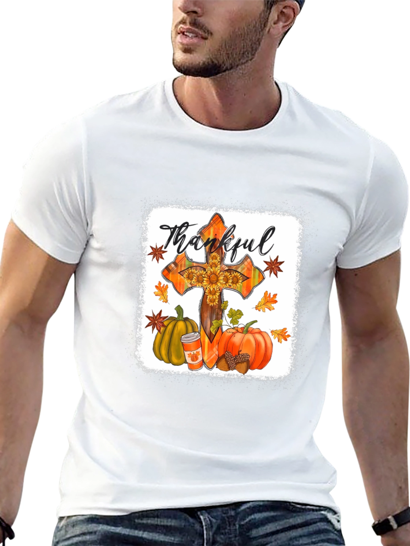 Thankful Cross Fall Graphic T-Shirt