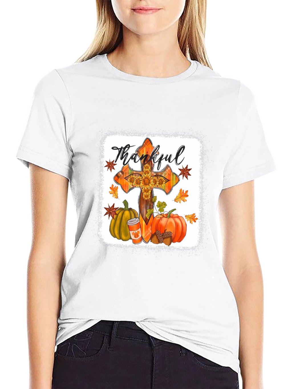 Thankful Cross Fall Graphic T-Shirt